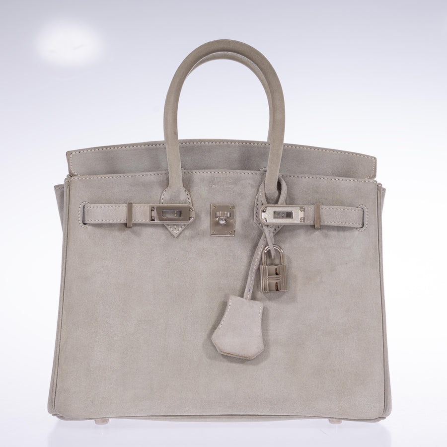 Hermès Birkin 25 Gris Doblis Suede with Palladium Hardware