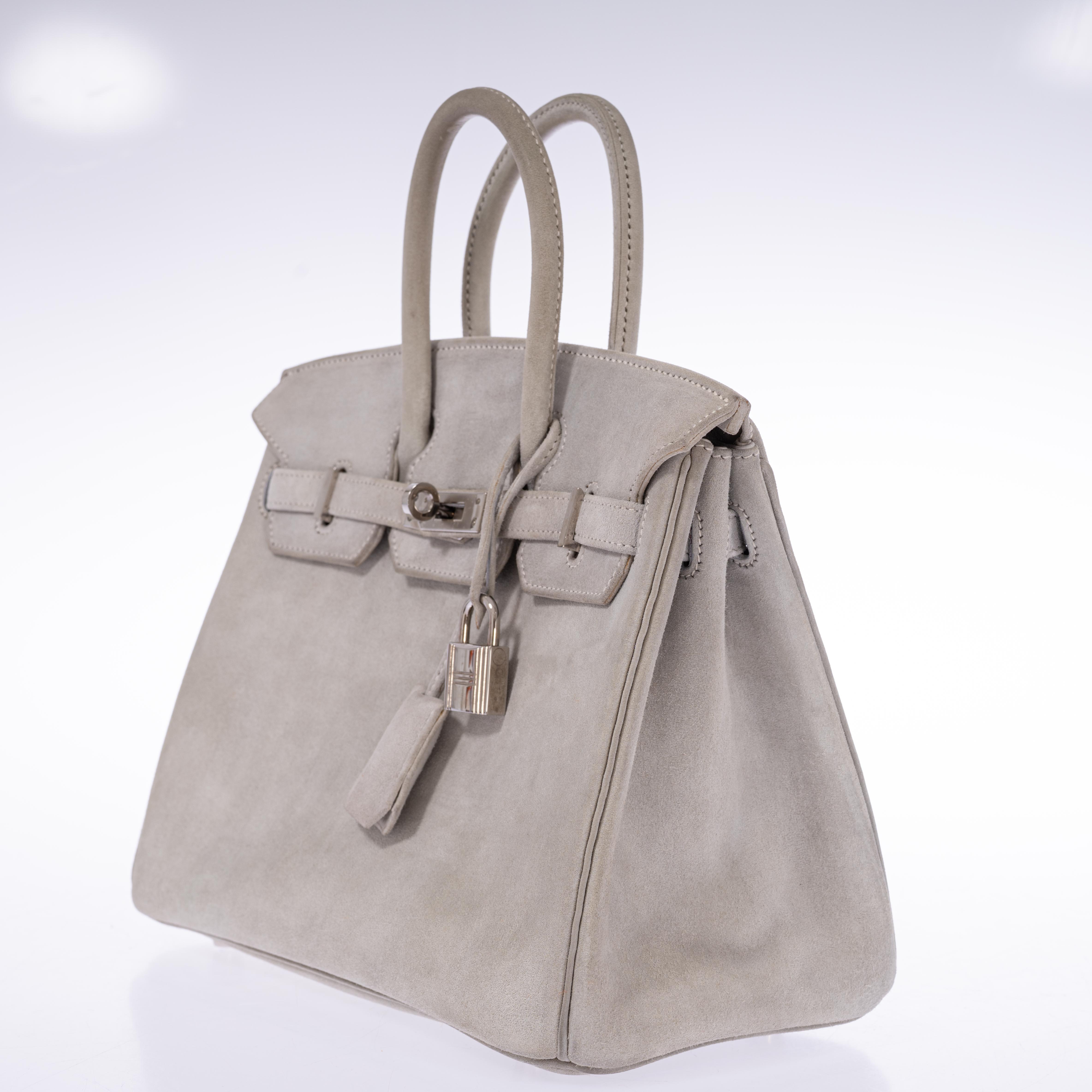 Hermès Birkin 25 Gris Doblis Suede with Palladium Hardware