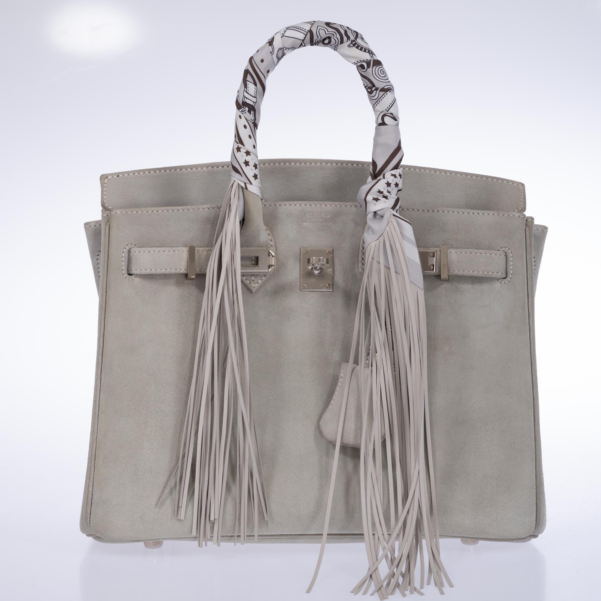 Hermès Birkin 25 Gris Doblis Suede with Palladium Hardware