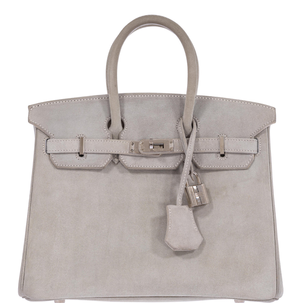 Hermès Birkin 25 Gris Doblis Suede with Palladium Hardware