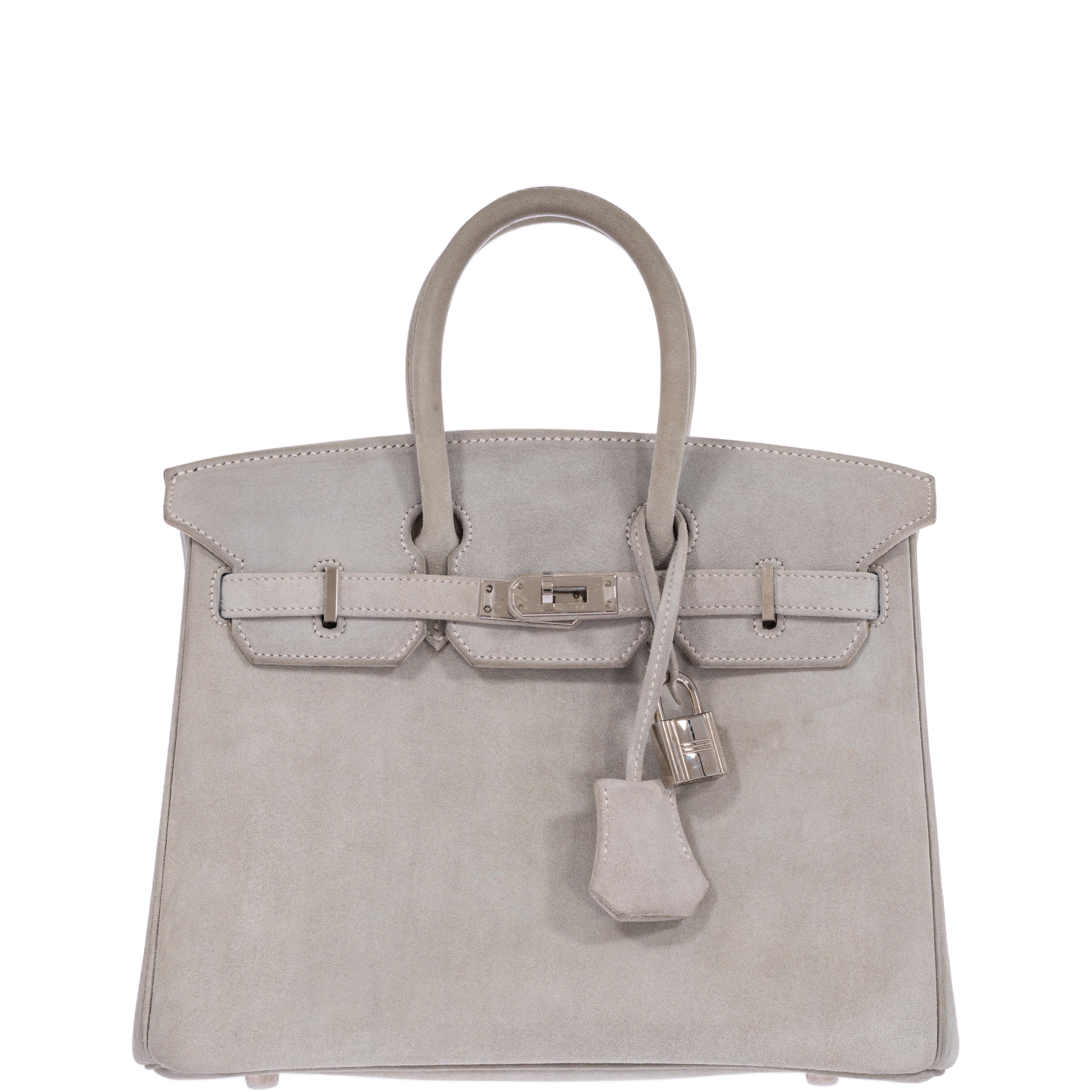 Hermès Birkin 25 Gris Doblis Suede with Palladium Hardware