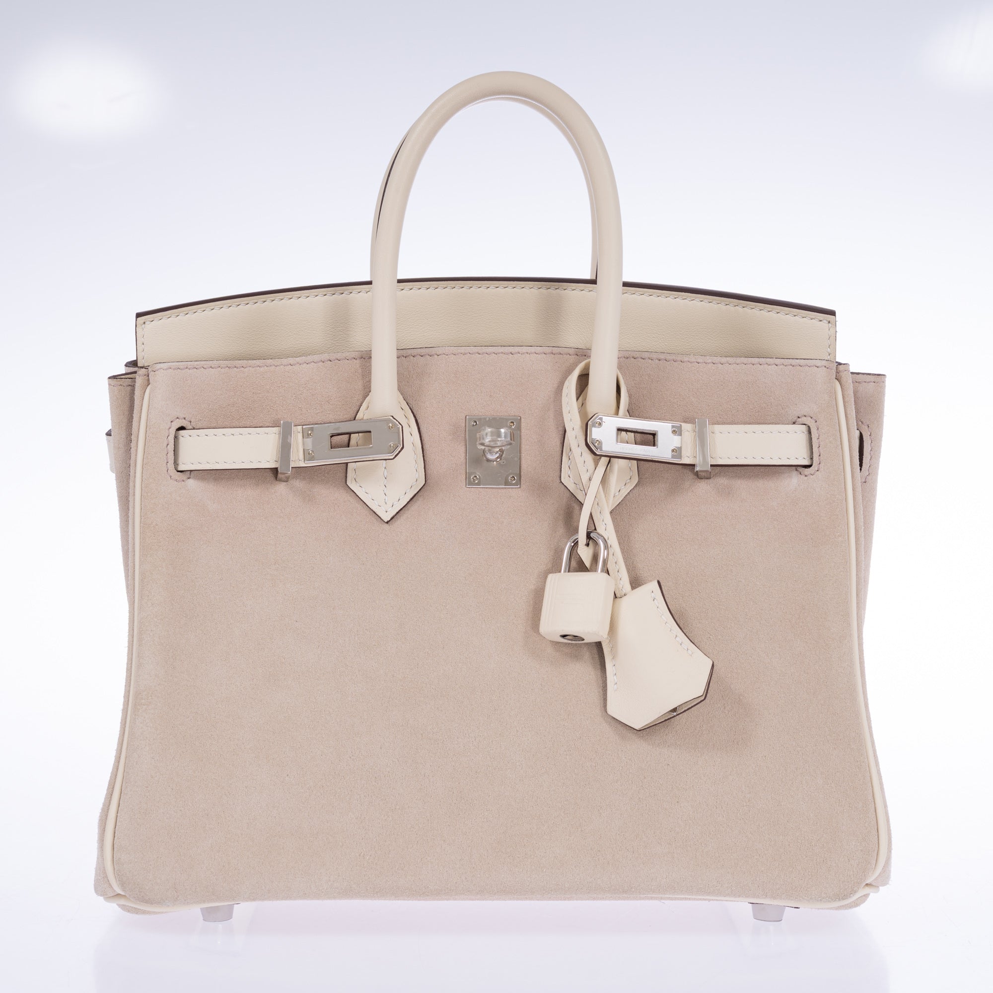 Hermès Birkin 25 Grizzly Glycine Doblis Suede Nata Swift Palladium