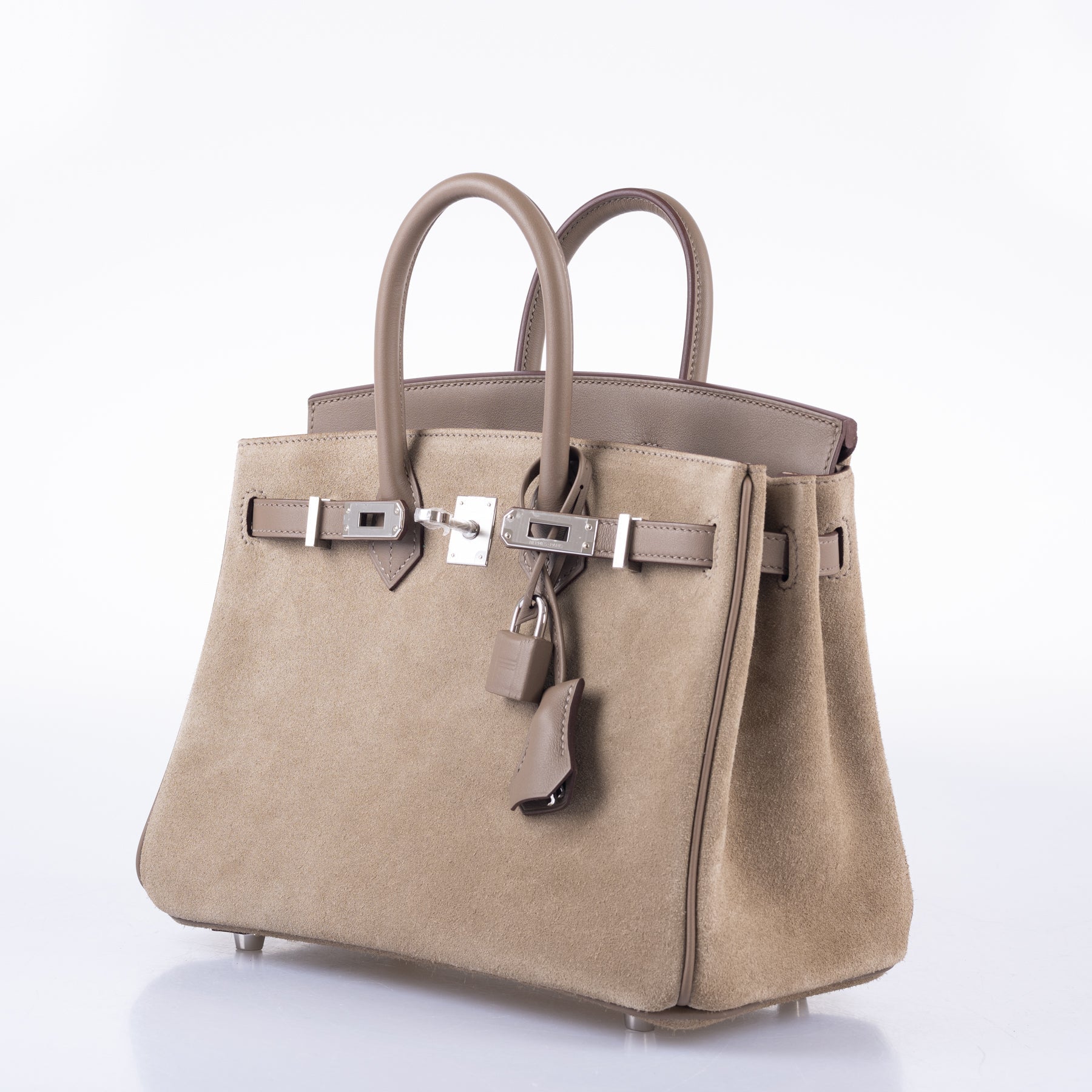 Hermès Birkin 25 Grizzly Gris Caillou/Étoupe Veau Doblis & Swift Palladium Hardware