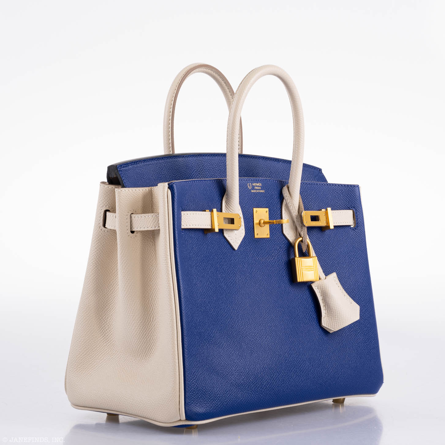 Hermès Birkin 25 HSS Bi-Color Blue Electrique & Craie Epsom Brushed Gold Hardware