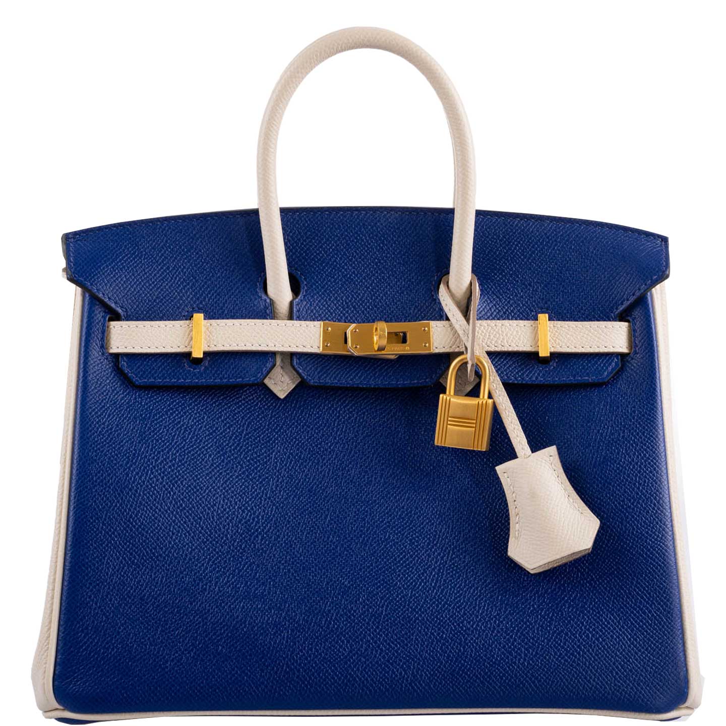 Hermès Birkin 25 HSS Bi-Color Blue Electrique & Craie Epsom Brushed Gold Hardware