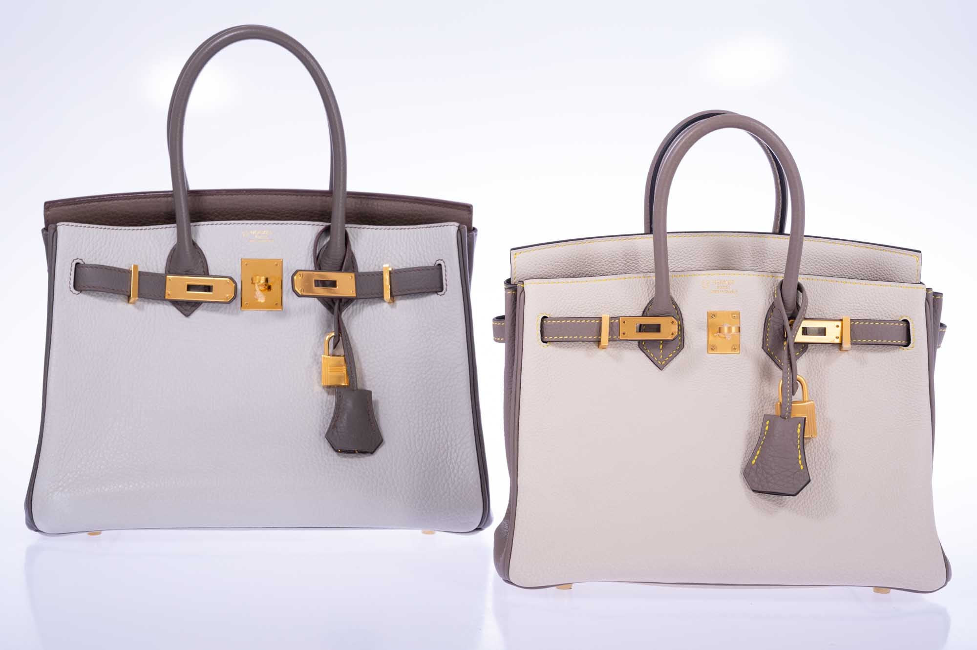 Hermès Birkin 25 HSS Craie, Gris Asphalt Togo, Yellow Stitching Gold Hardware