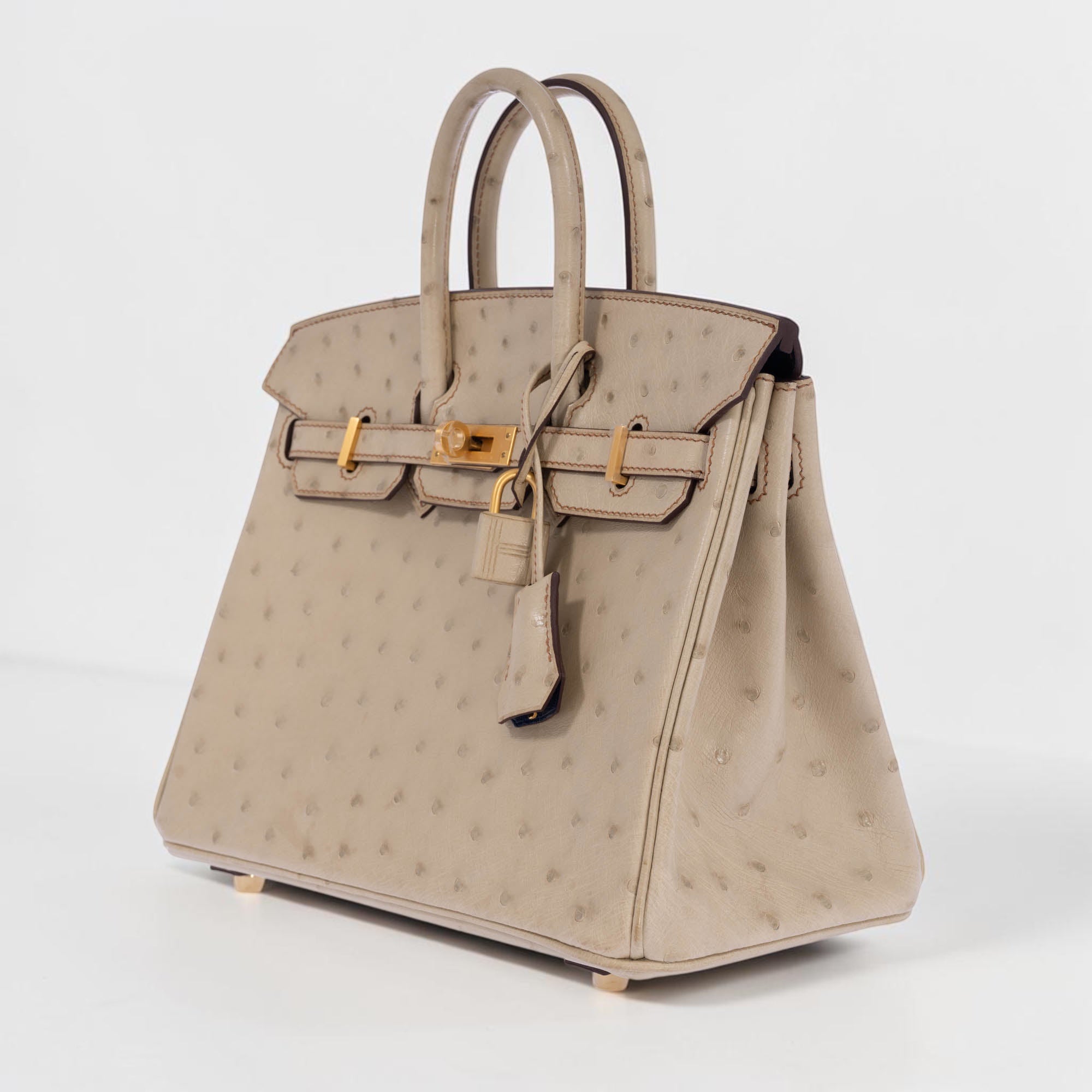 Hermès Birkin 25 HSS Nata Ostrich, opposite three-quarter view
