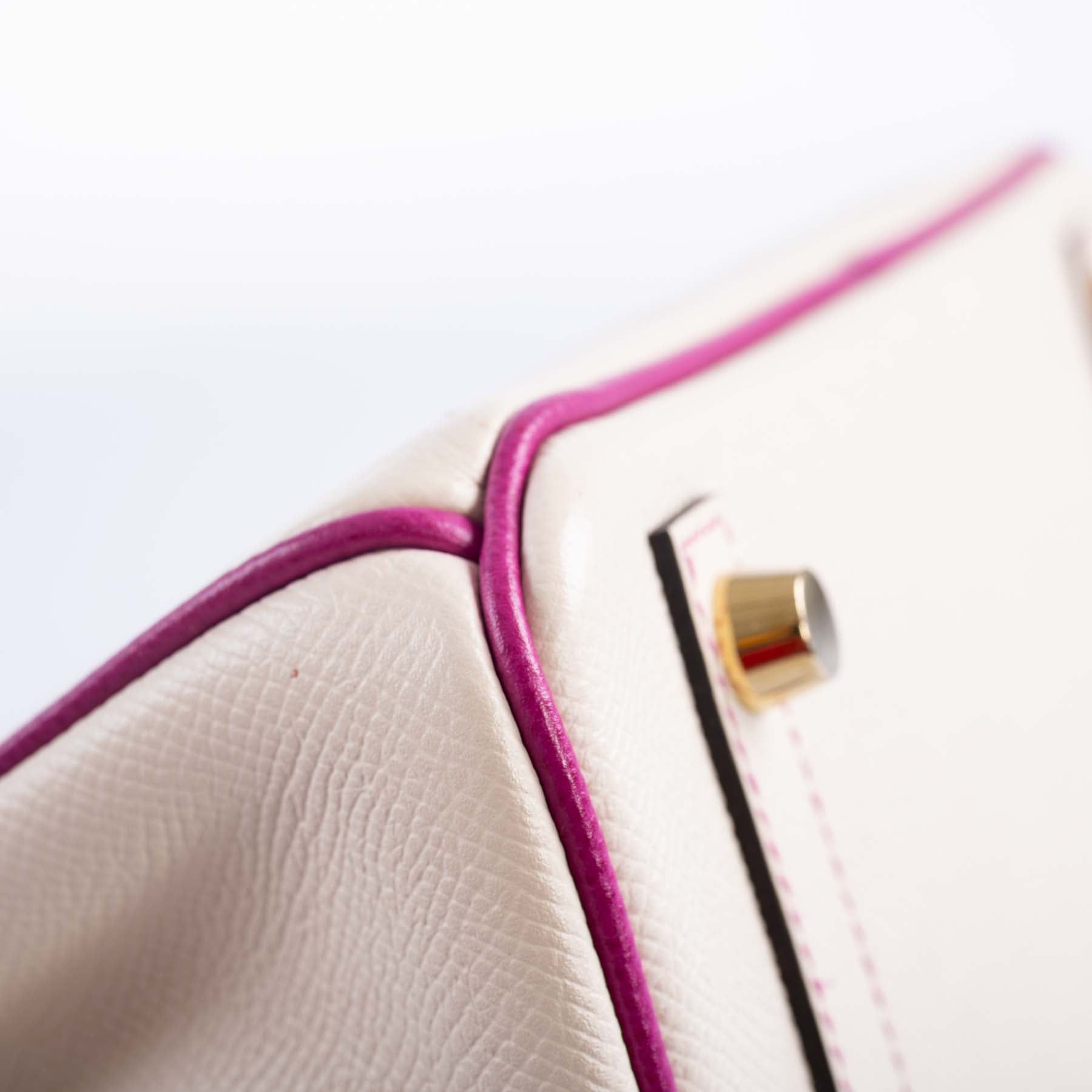 Hermès Birkin 25 HSS Rose Pourpre and Craie Epsom with Brushed Gold Hardware