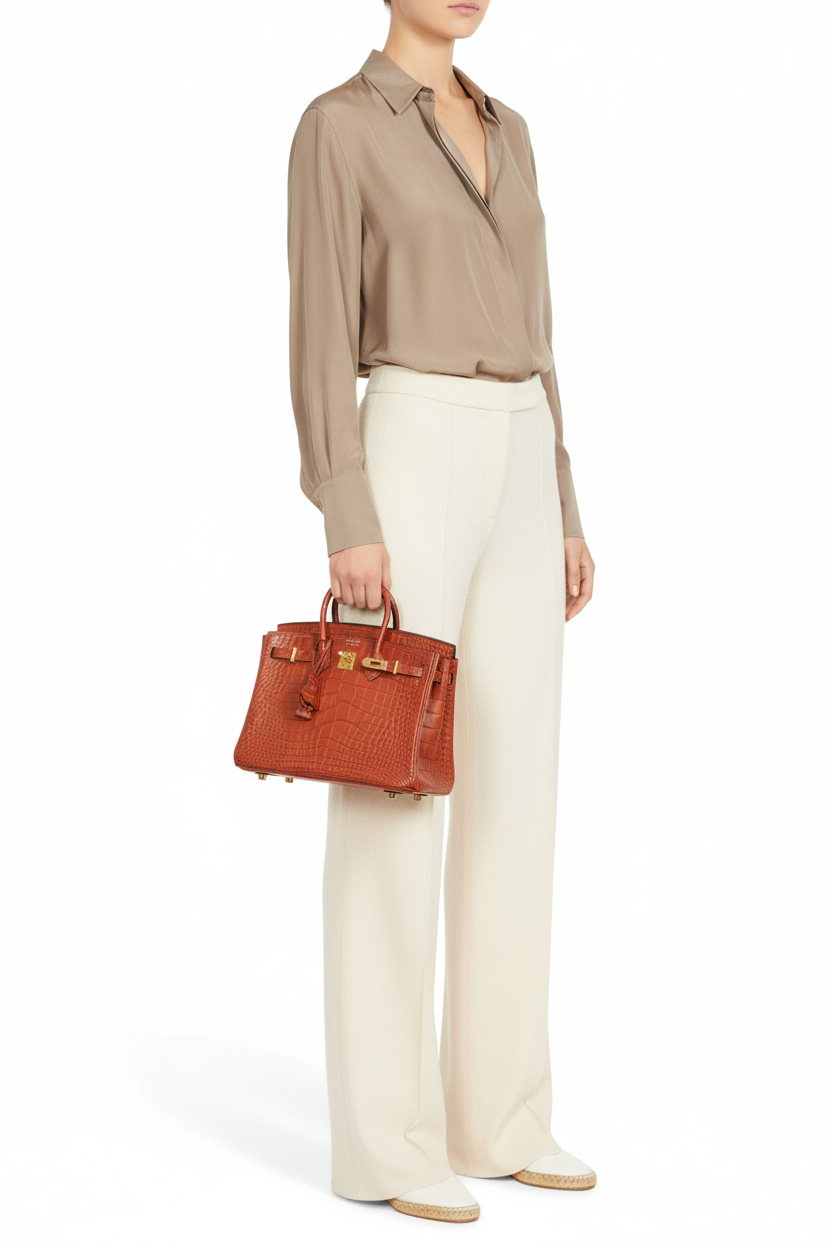Hermès Birkin 25 HSS Rouge H Alligator & Orange Interior Gold Hardware