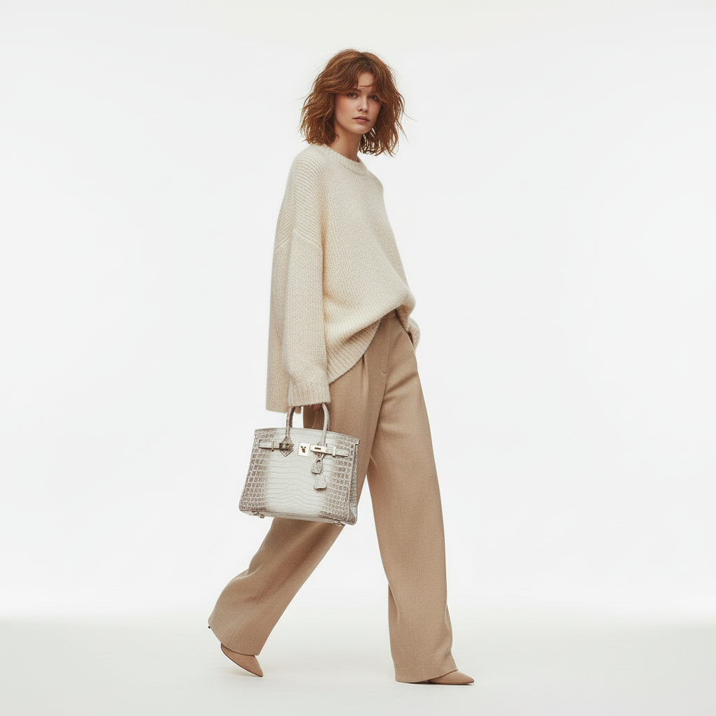 Hermès Birkin 25 Himalayan White Niloticus Crocodile Palladium Hardware