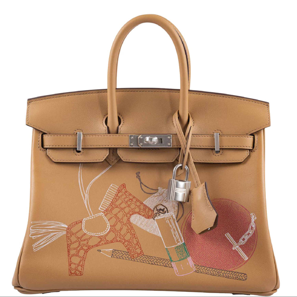 Hermès Birkin 25 In and Out Biscuit Printed Swift Palladium Hardware