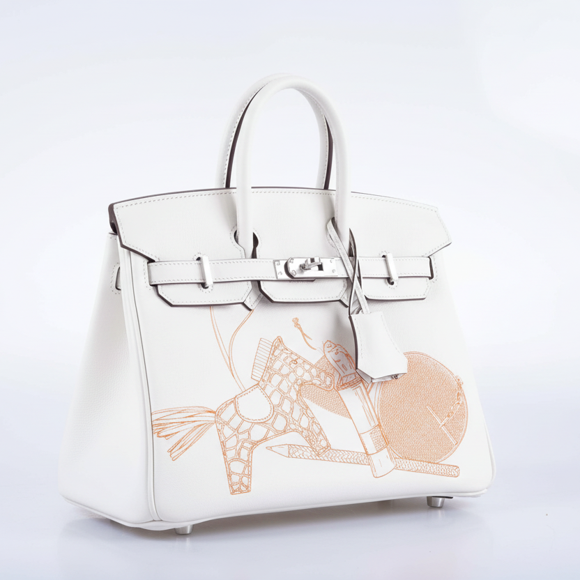 Hermès Birkin 25 In and Out Blanc Swift with Palladium Hardware