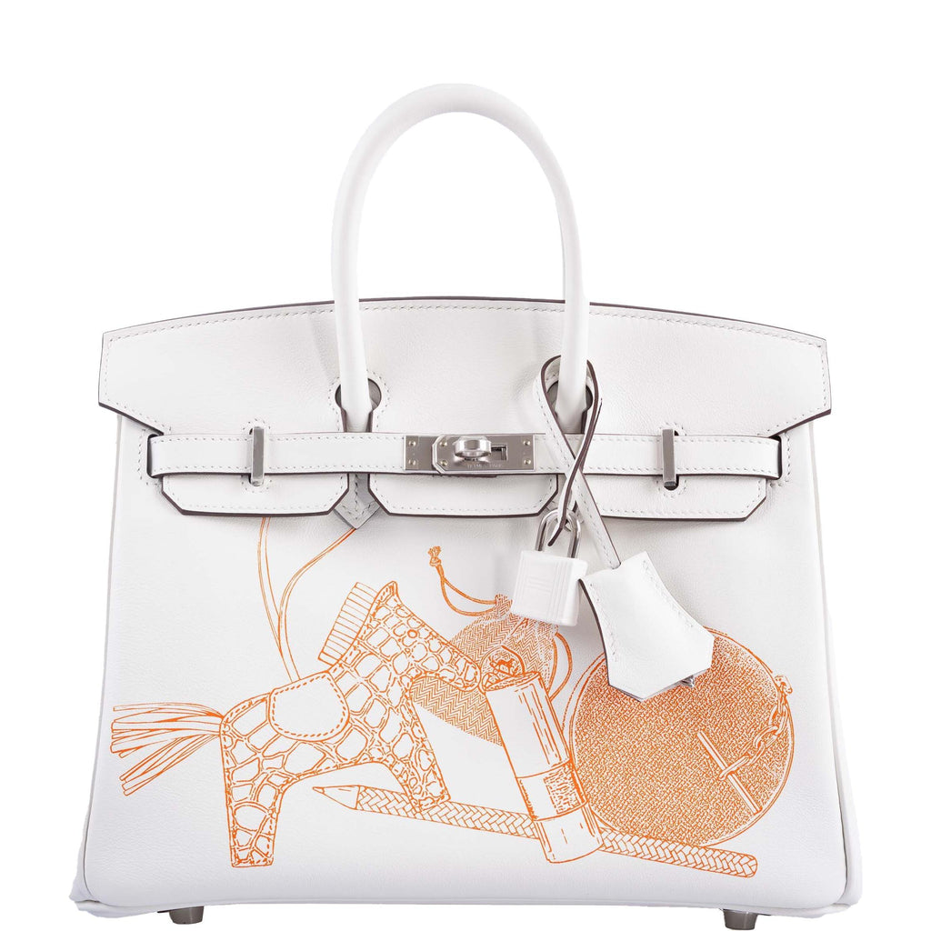 Hermes Birkin In and Out bag 25 White Swift leather Silver hardware