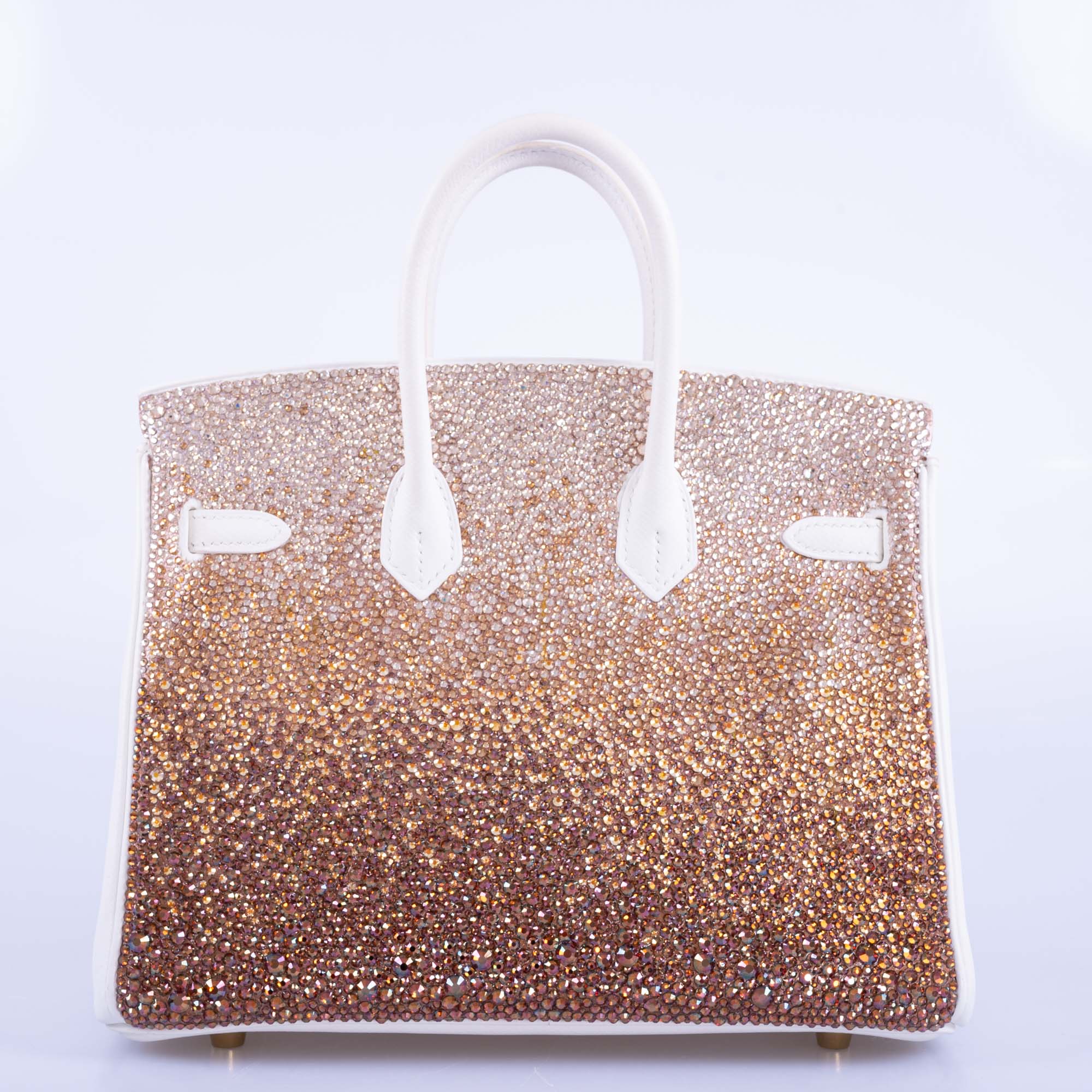 Hermès Birkin 25 JaneFinds Custom Shop "The Ombré" Swarovski Crystal Blanc Base Gold Hardware
