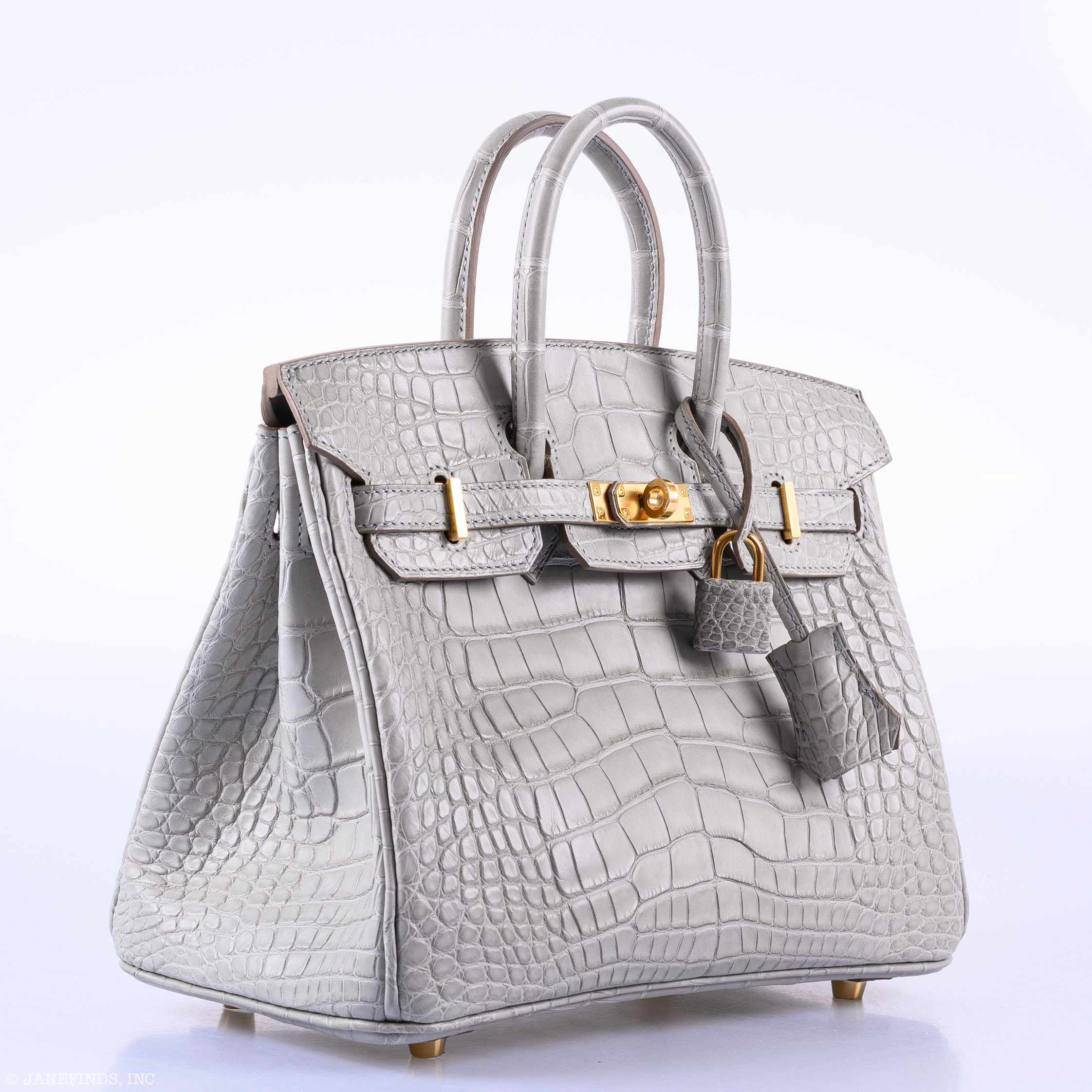 Hermès Birkin 25 Matte Gris Perle Alligator Gold Hardware