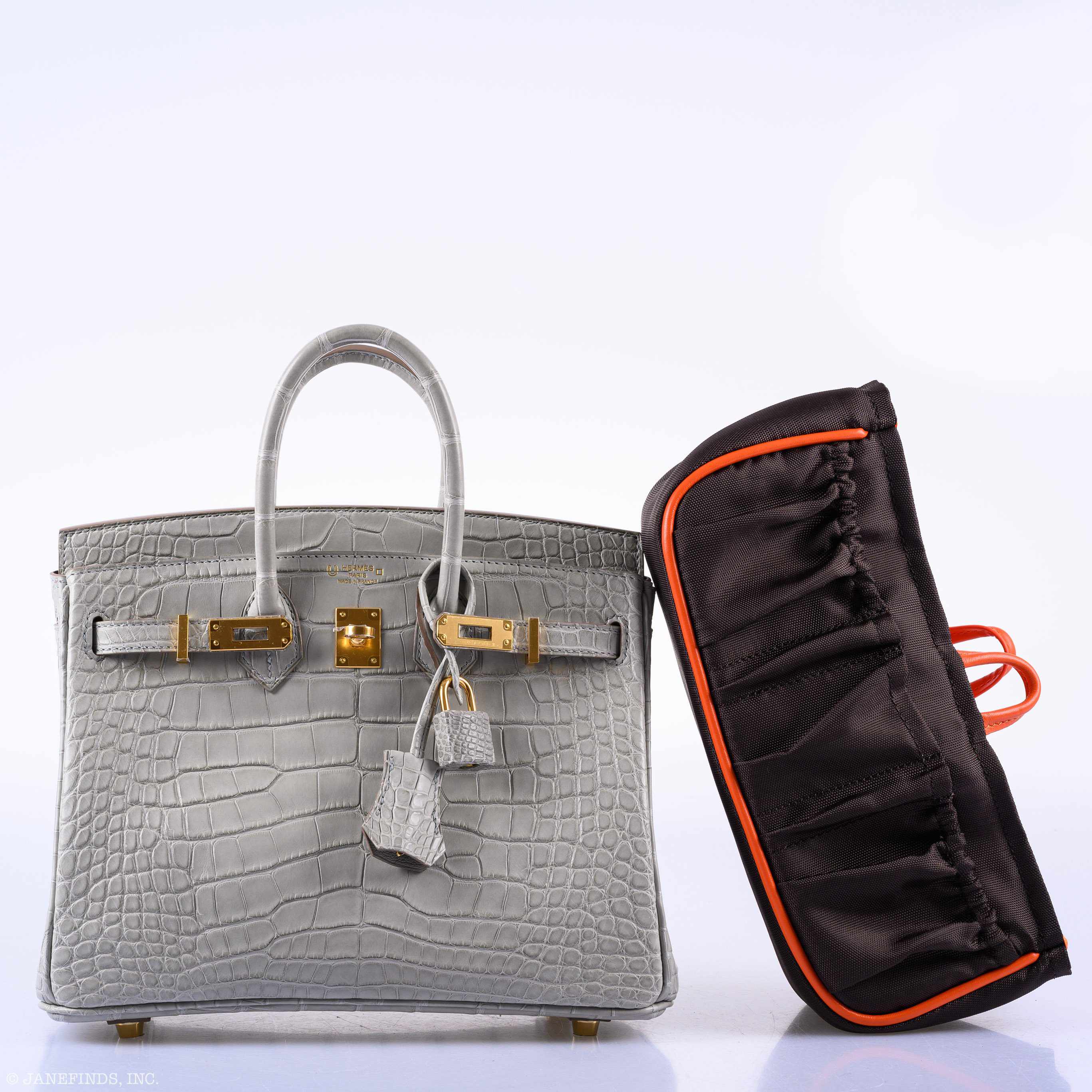 Hermès Birkin 25 Matte Gris Perle Alligator Gold Hardware