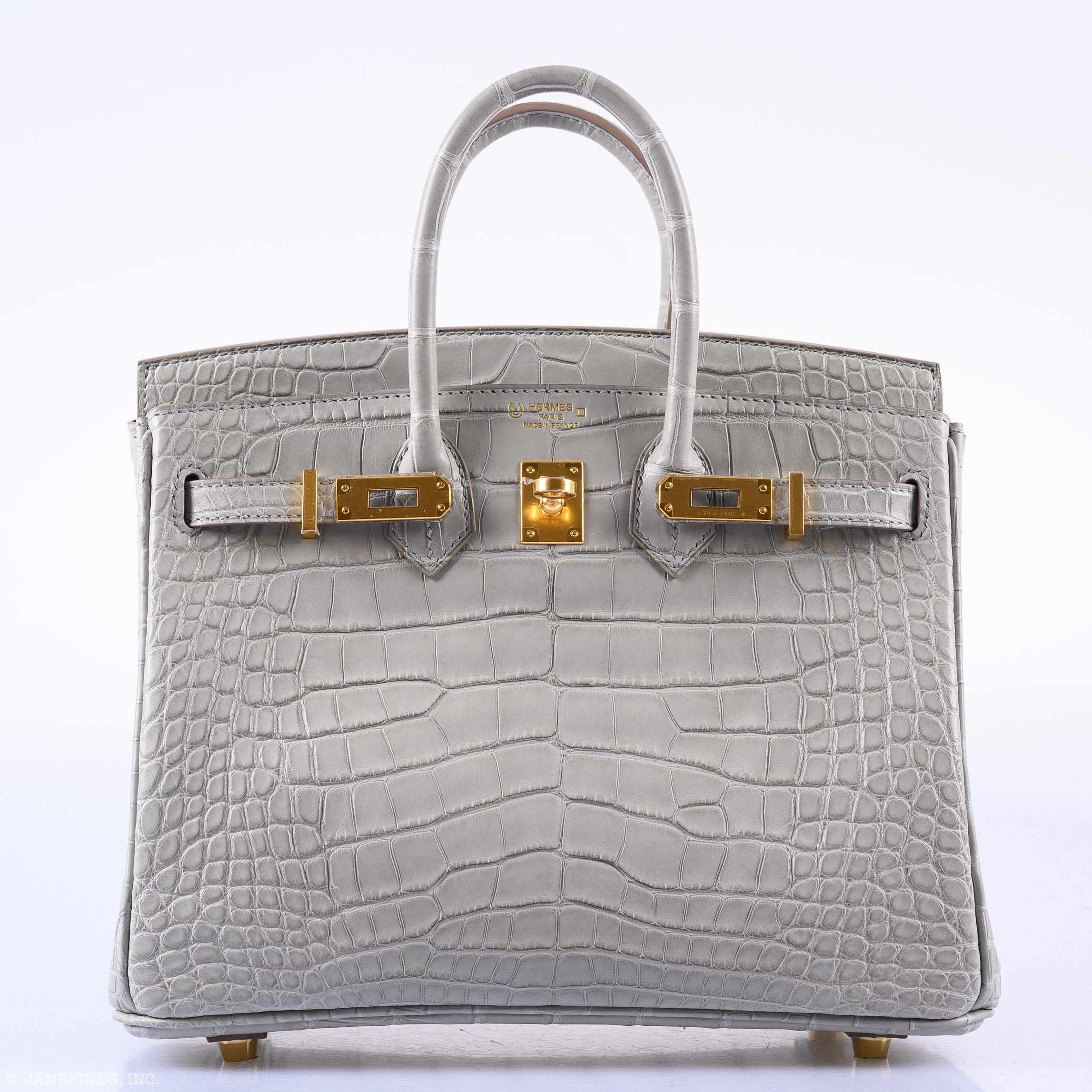 Hermès Birkin 25 Matte Gris Perle Alligator Gold Hardware