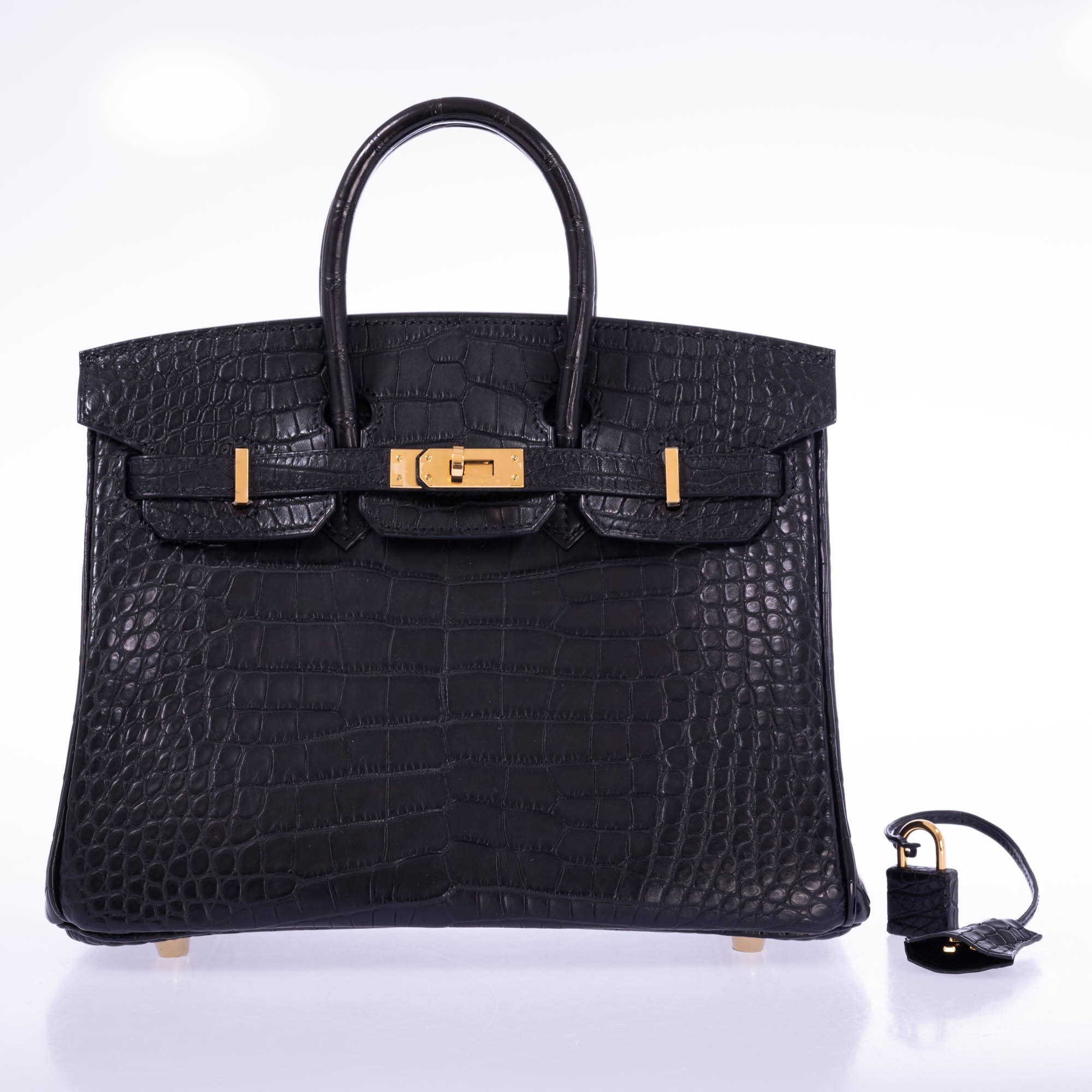 Hermès Birkin 25 Noir Matte Alligator Gold Hardware