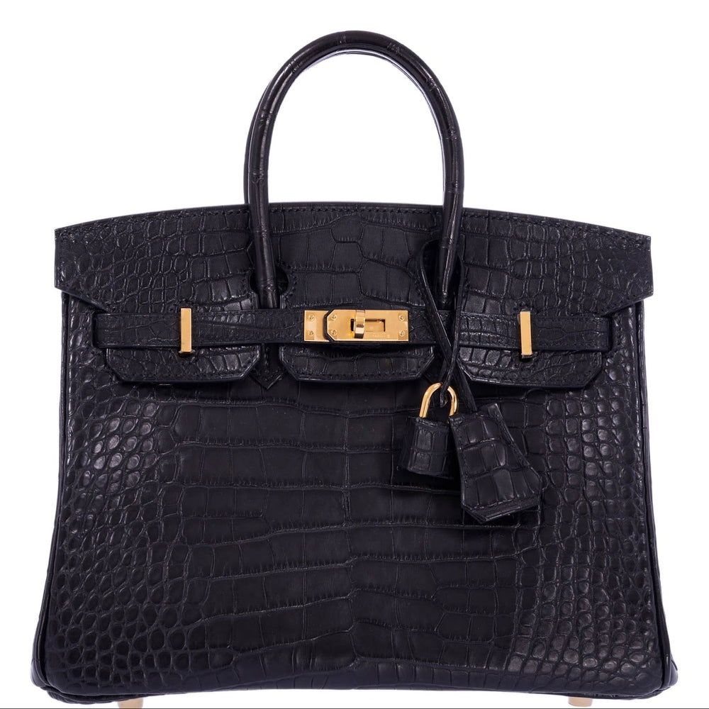 Hermès Birkin 25 Noir Matte Alligator Gold Hardware