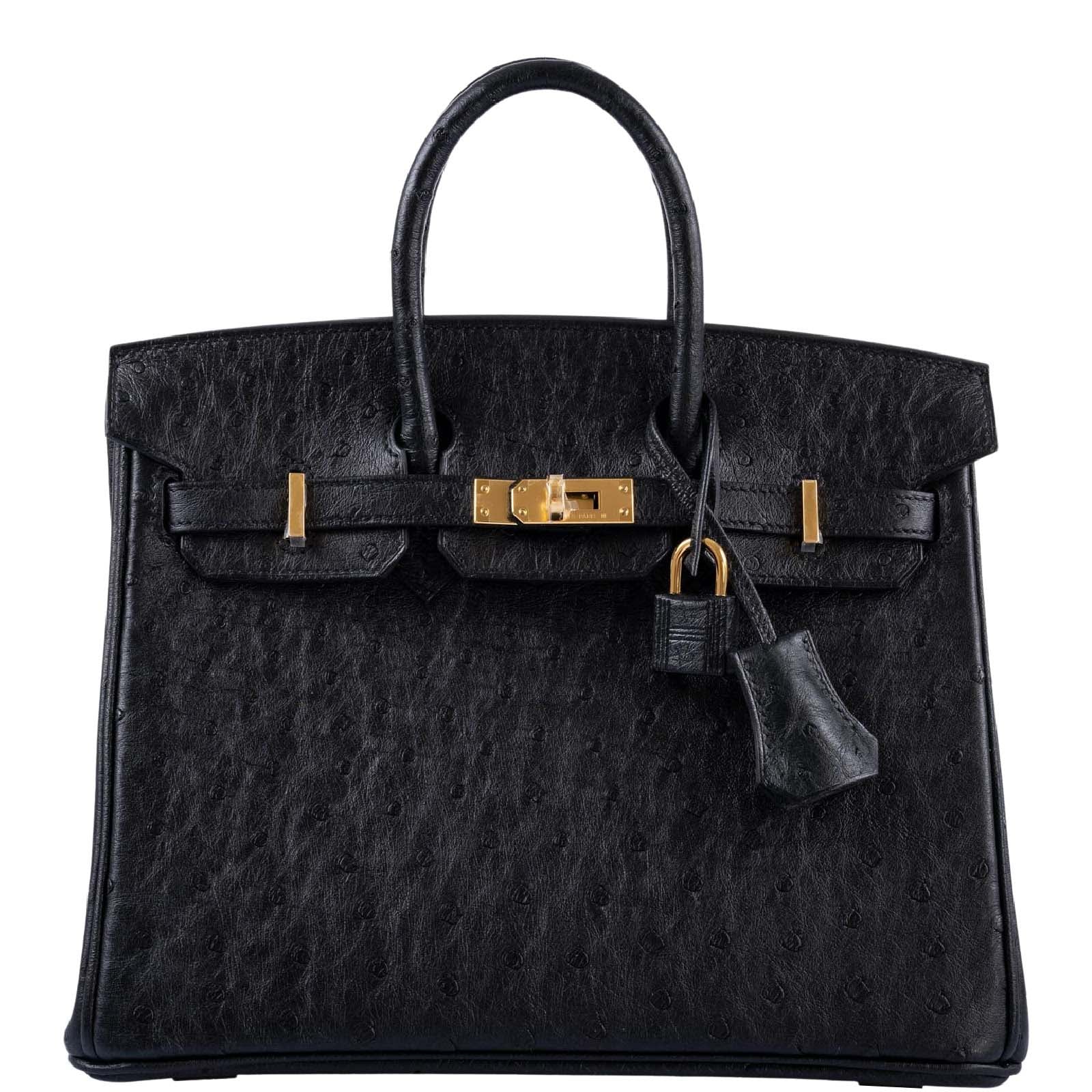 Hermès Birkin 25 Noir Ostrich Gold Hardware