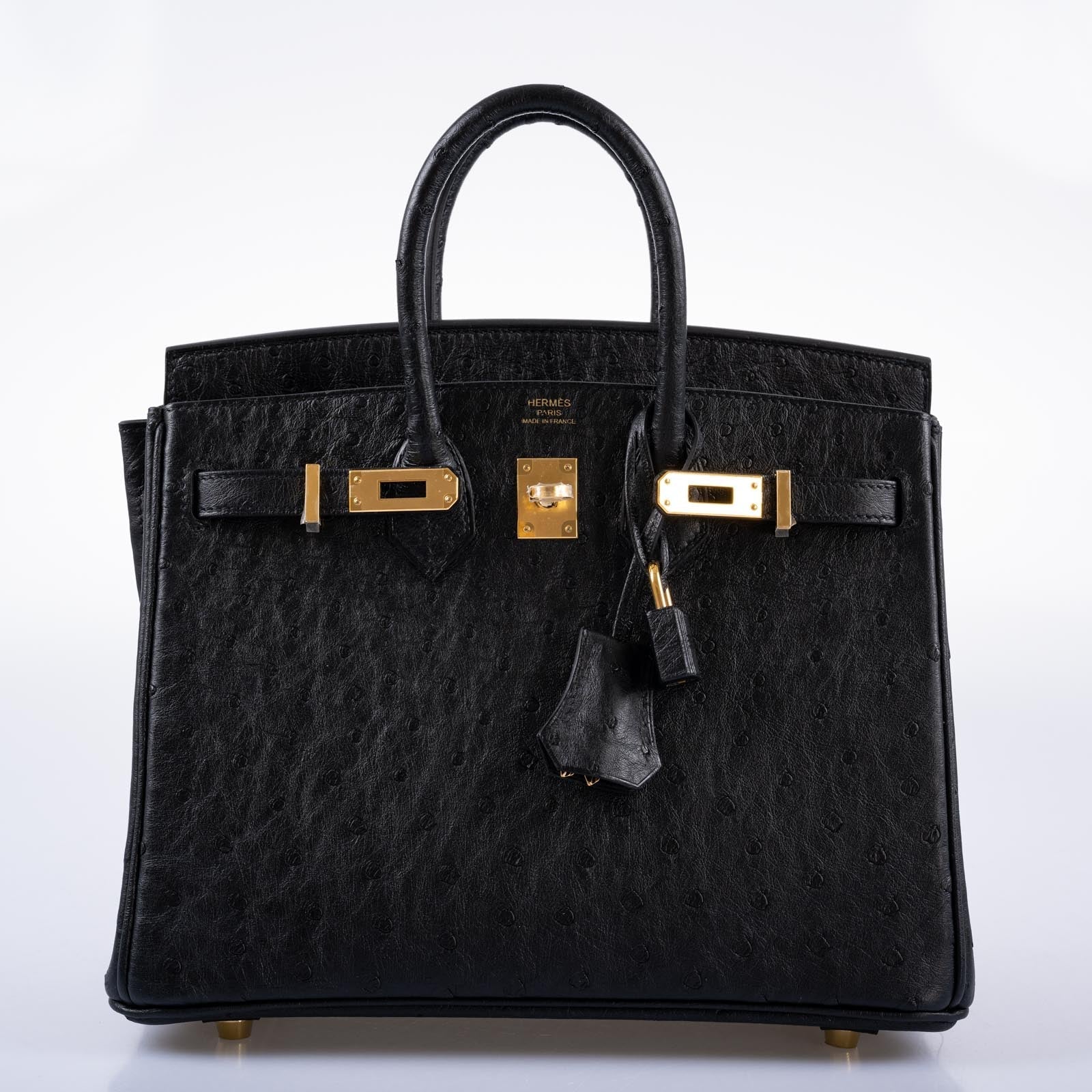 Hermès Birkin 25 Noir Ostrich Gold Hardware