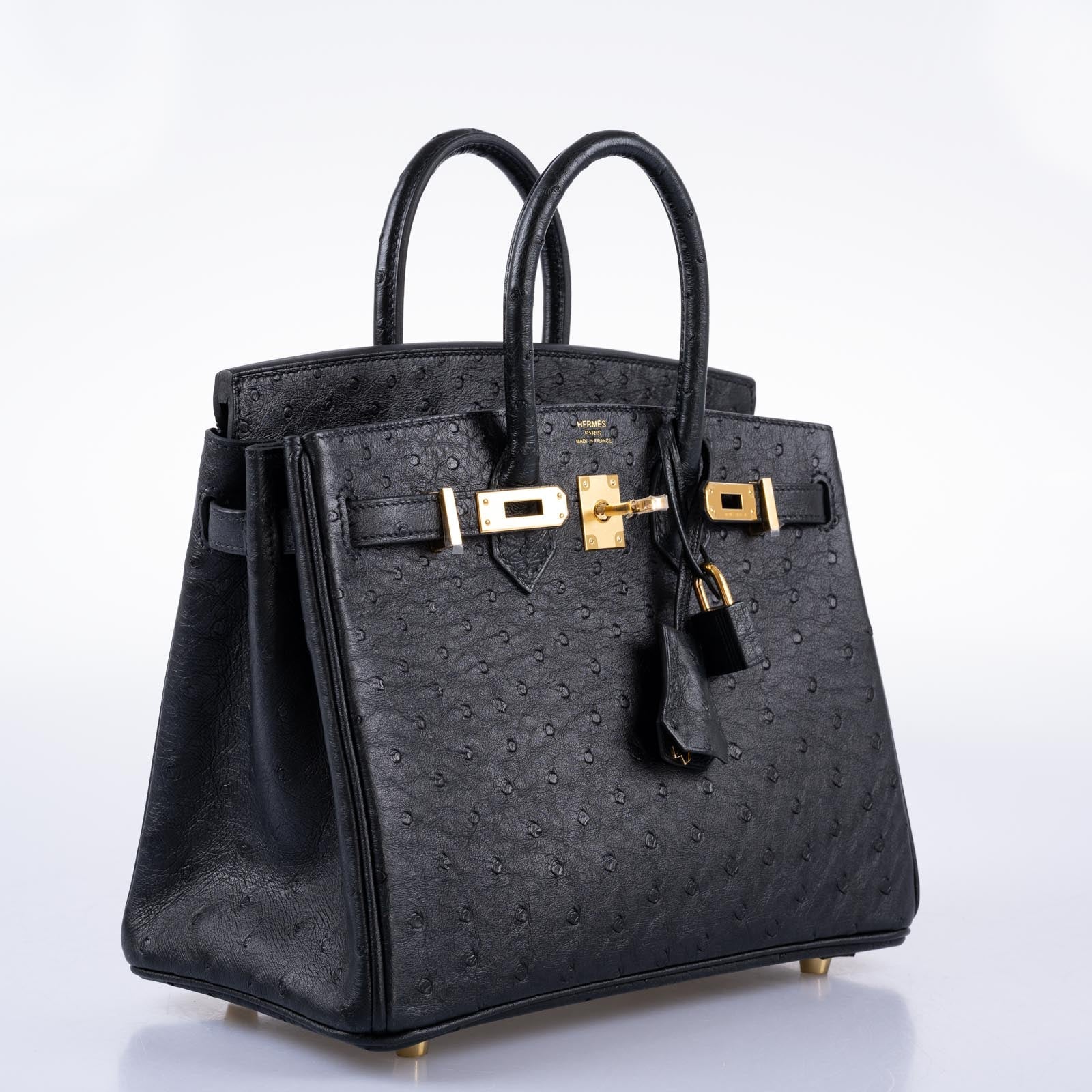 Hermès Birkin 25 Noir Ostrich Gold Hardware