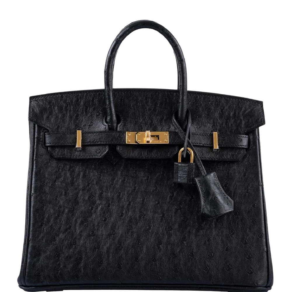 Hermès Birkin 25 Noir Ostrich Gold Hardware