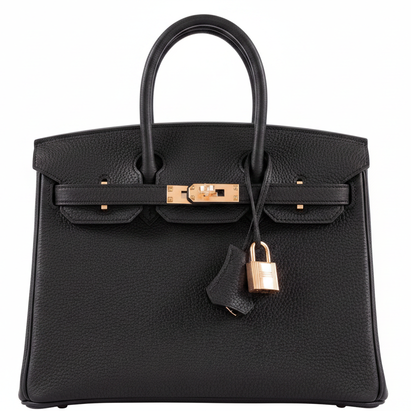 Hermès Birkin 25 Noir Togo Rose Gold Hardware