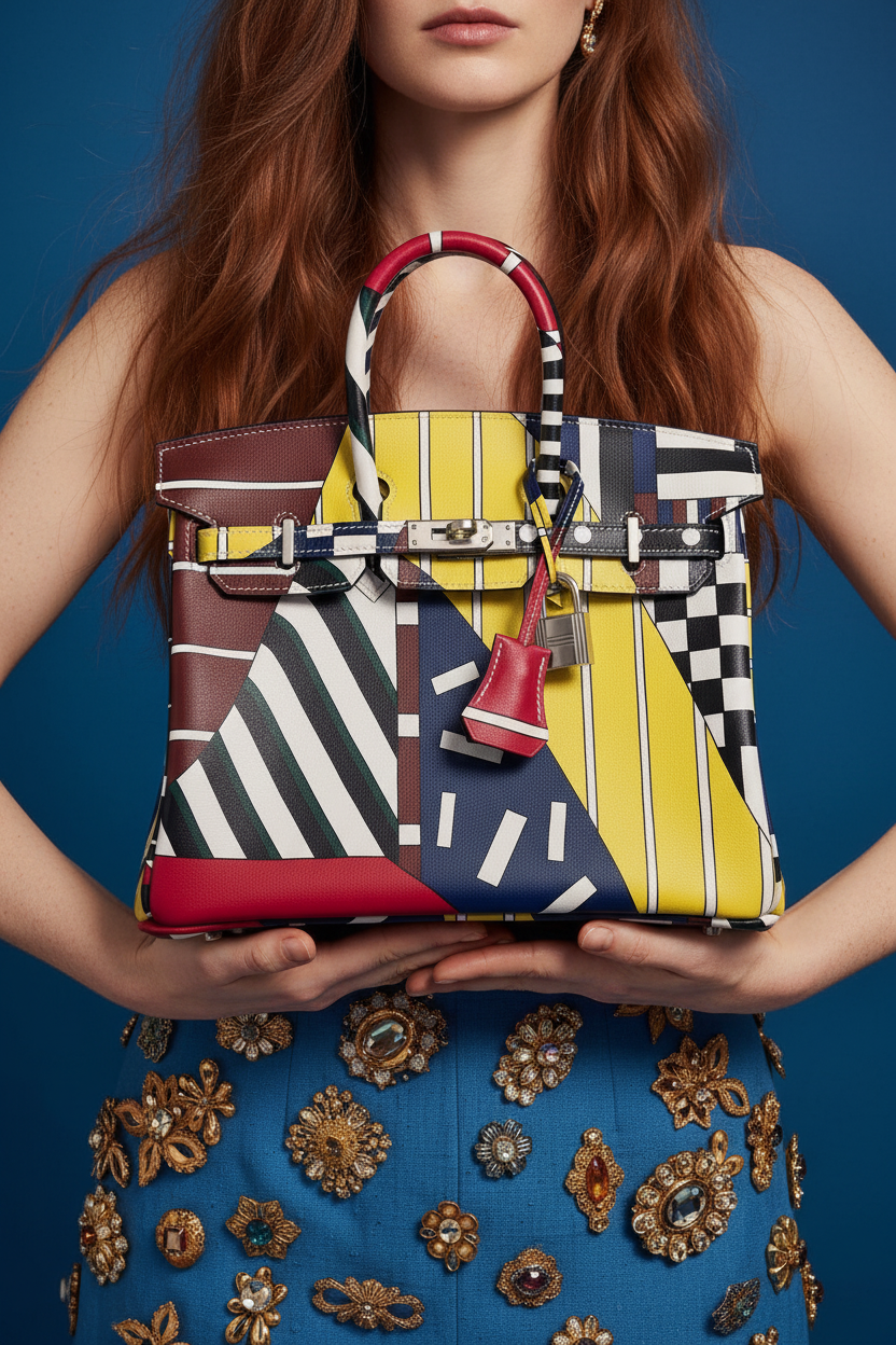 Hermès Birkin 25 "One Two Three and Away We Go" Nigel Peake Limited Edition Multicolor Swift Palladium Hardware