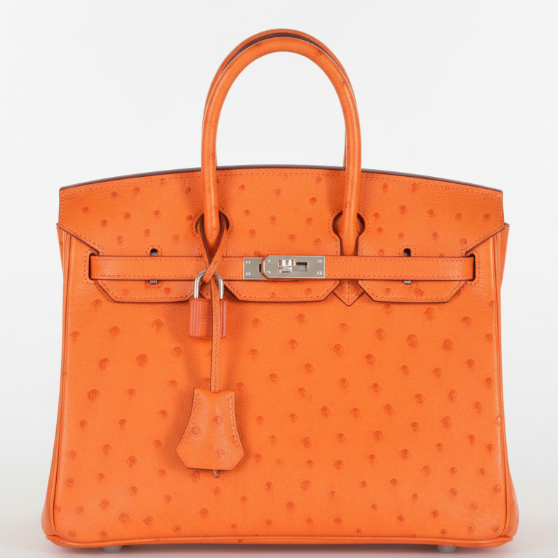 Hermès Birkin 25 Ostrich Tangerine Orange Palladium