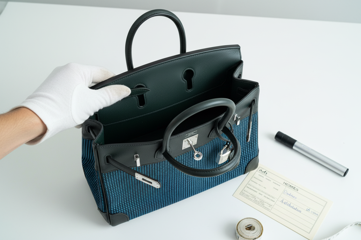 Hermès Birkin 25 Quadrille Bleu de Malte/Noir Toile Canvas Swift Palladium Hardware