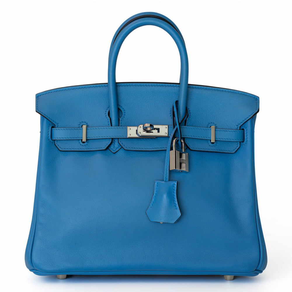 Hermès Birkin 25 Retourne Bleu Frida Swift Palladium Hardware