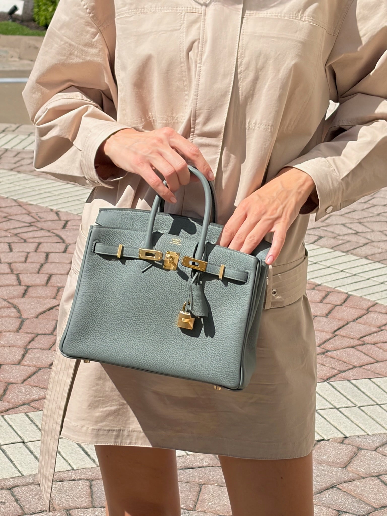 Hermès Birkin 25 Retourne Vert Amande Togo Gold Hardware