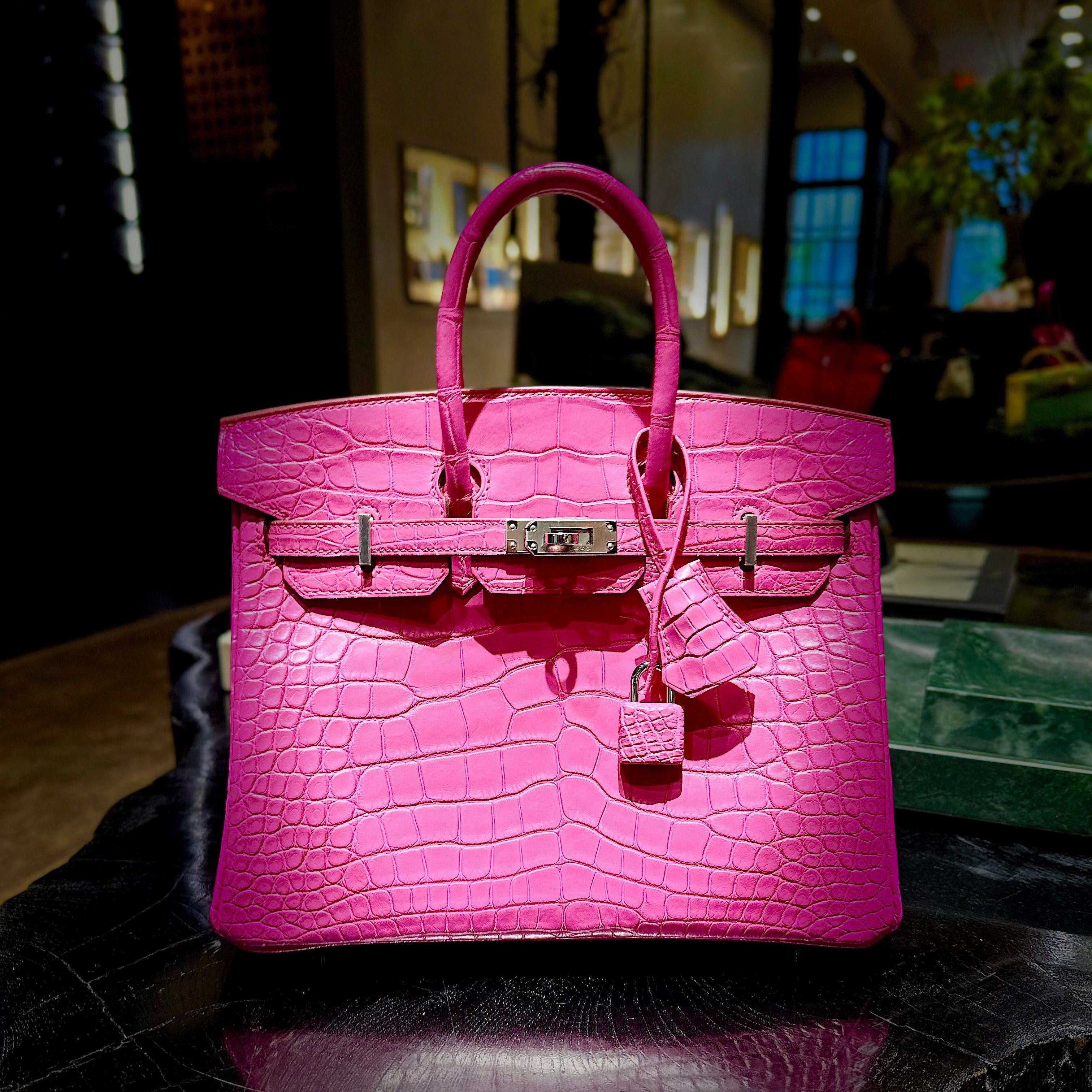 Hermès Birkin 25 Rose Shocking Matte Alligator Palladium Hardware