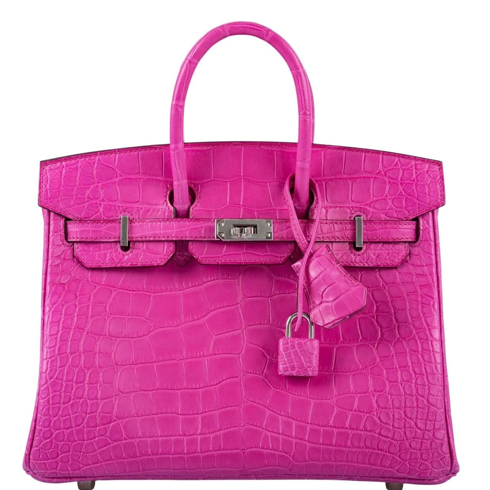 Hermès Birkin 25 Rose Shocking Matte Alligator Palladium Hardware