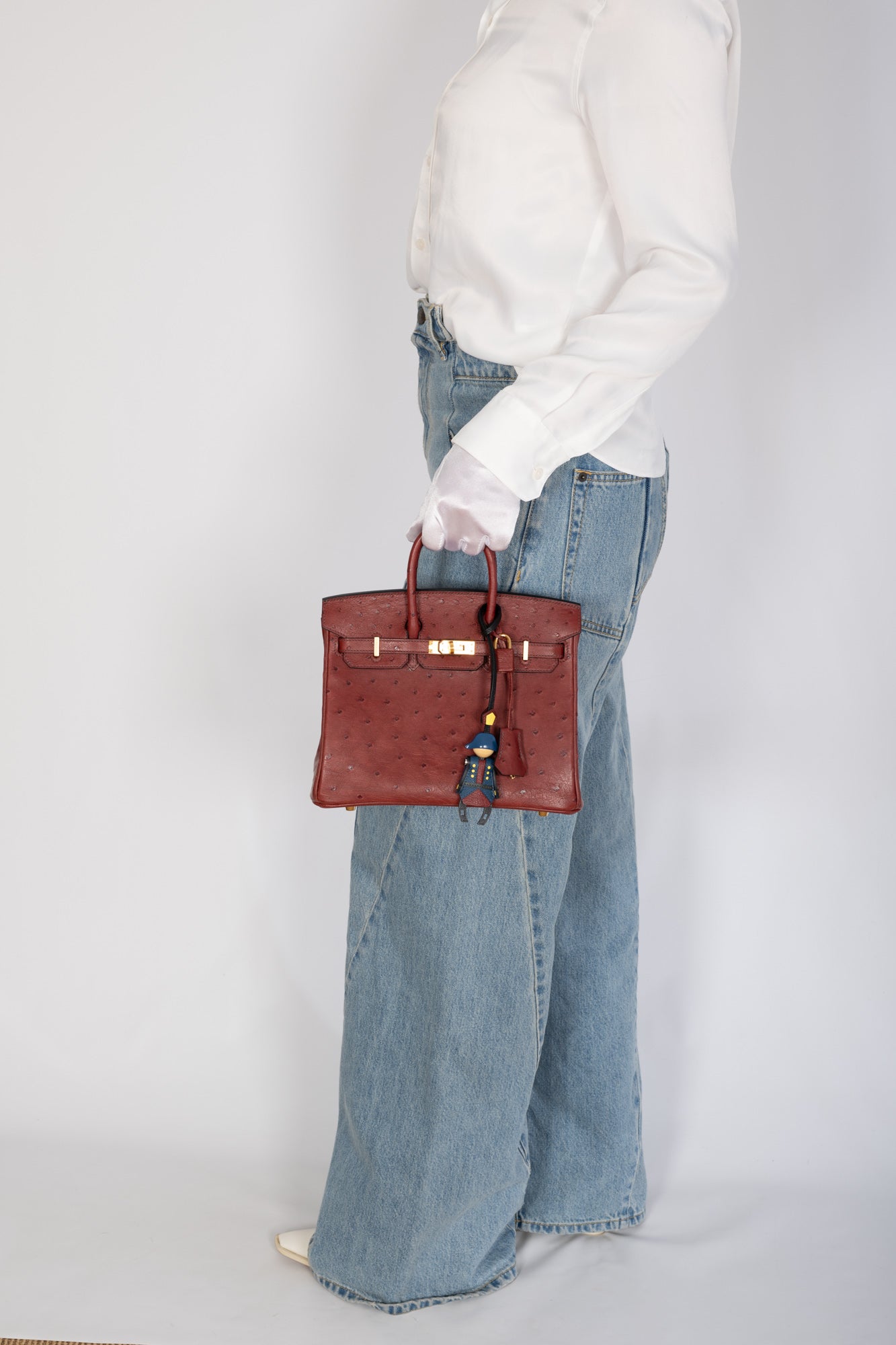 Hermès Birkin 25 Rouge H Ostrich Retourné Gold Hardware