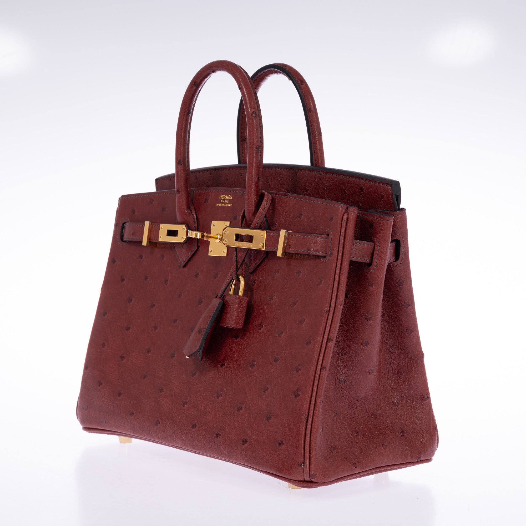 Hermès Birkin 25 Rouge H Ostrich Retourné Gold Hardware