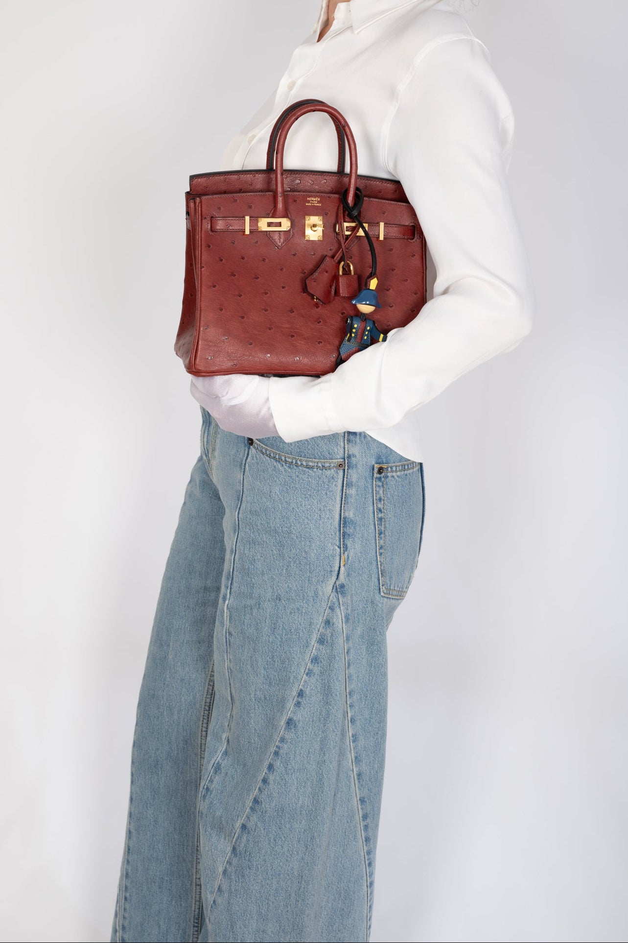 Hermès Birkin 25 Rouge H Ostrich Retourné Gold Hardware