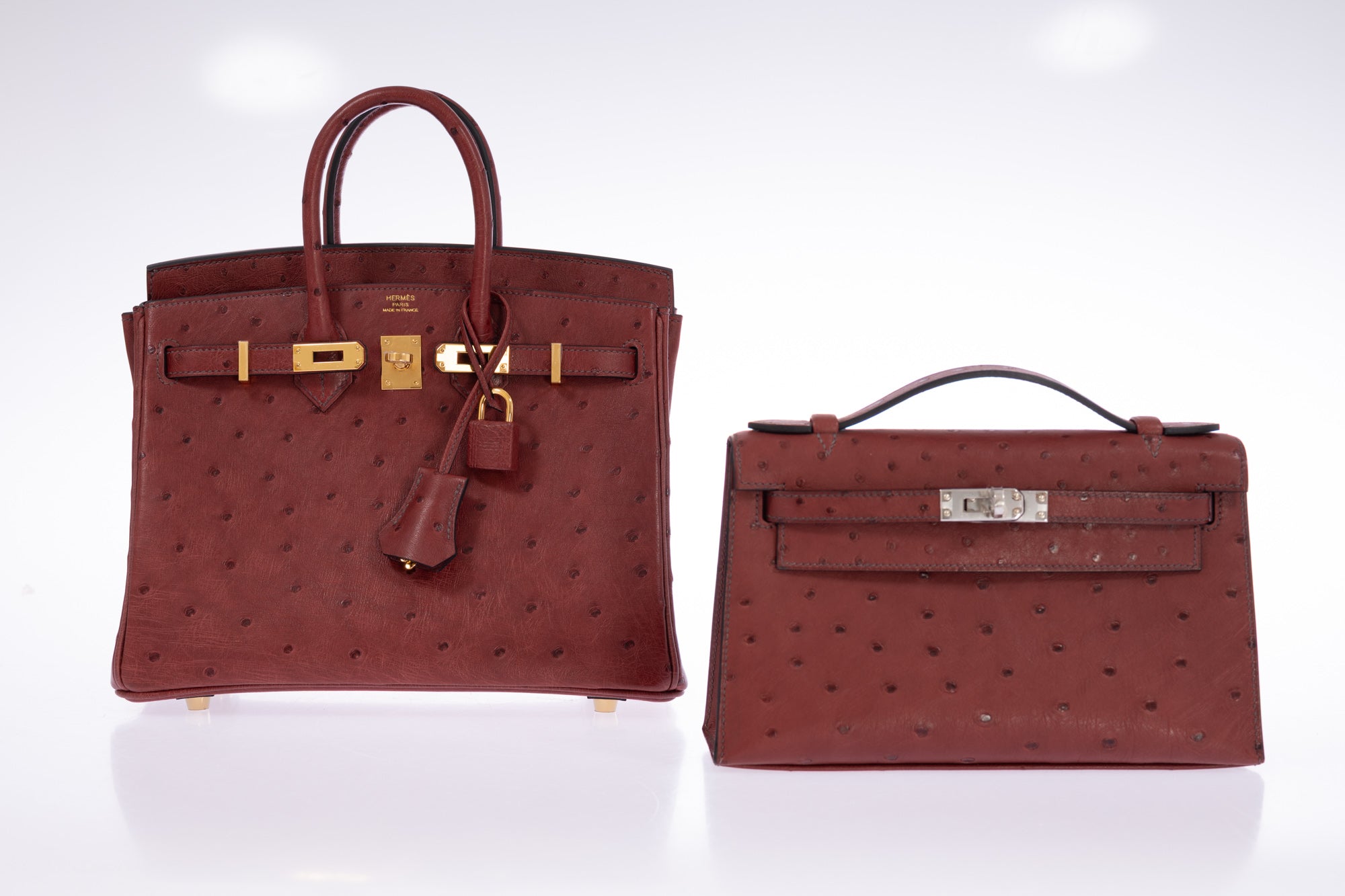 Hermès Birkin 25 Rouge H Ostrich Retourné Gold Hardware