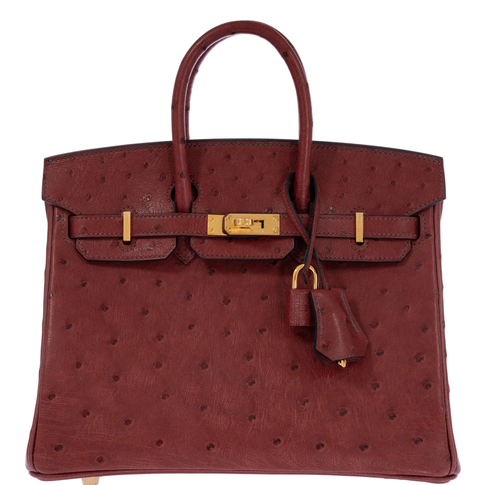 Hermès Birkin 25 Rouge H Ostrich Retourné Gold Hardware
