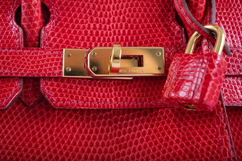 Hermès Birkin 25 Rouge Vif Salvator Lizard Gold Hardware