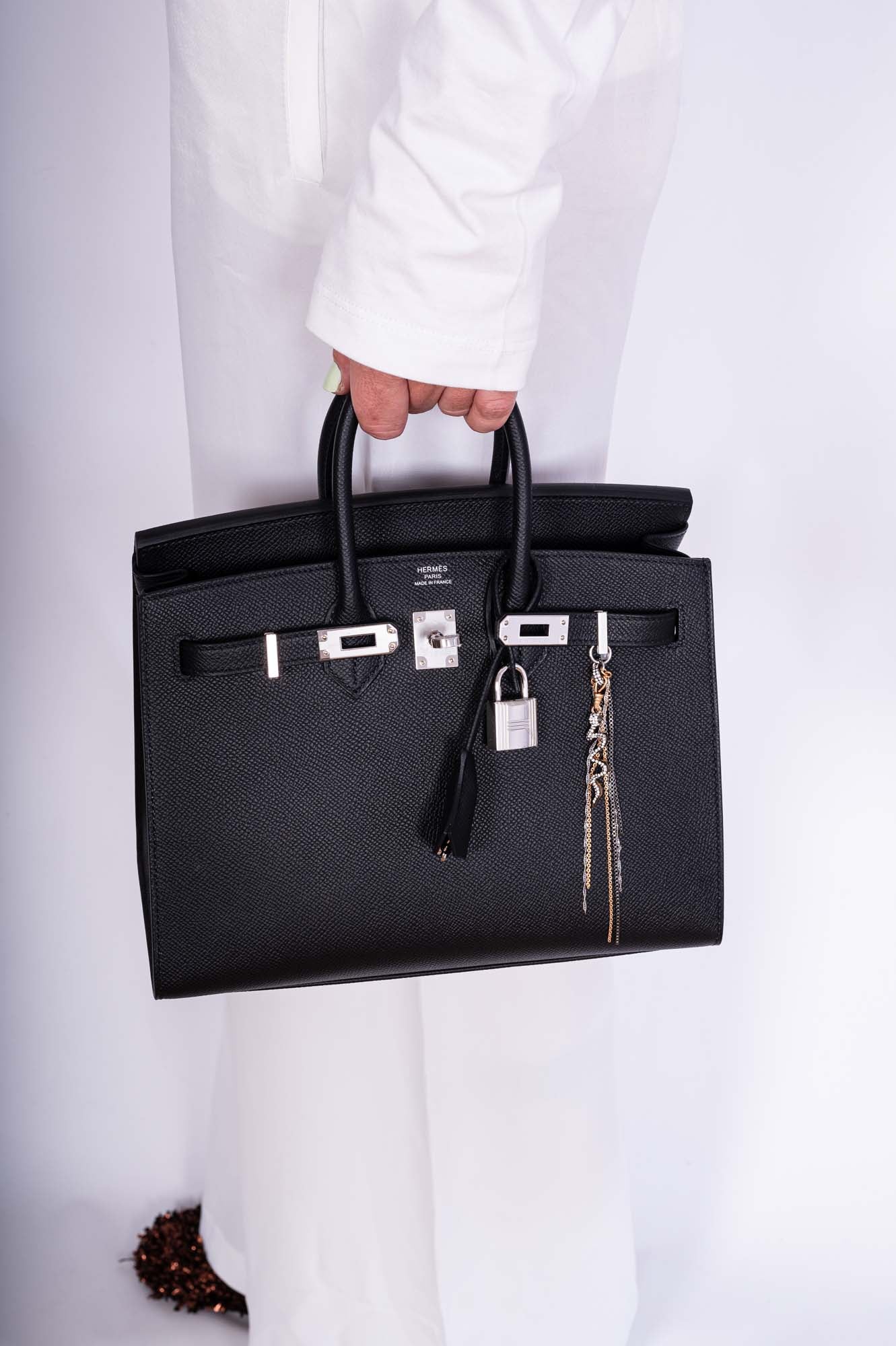 Hermès Birkin 25 Sellier Black Epsom Palladium Hardware