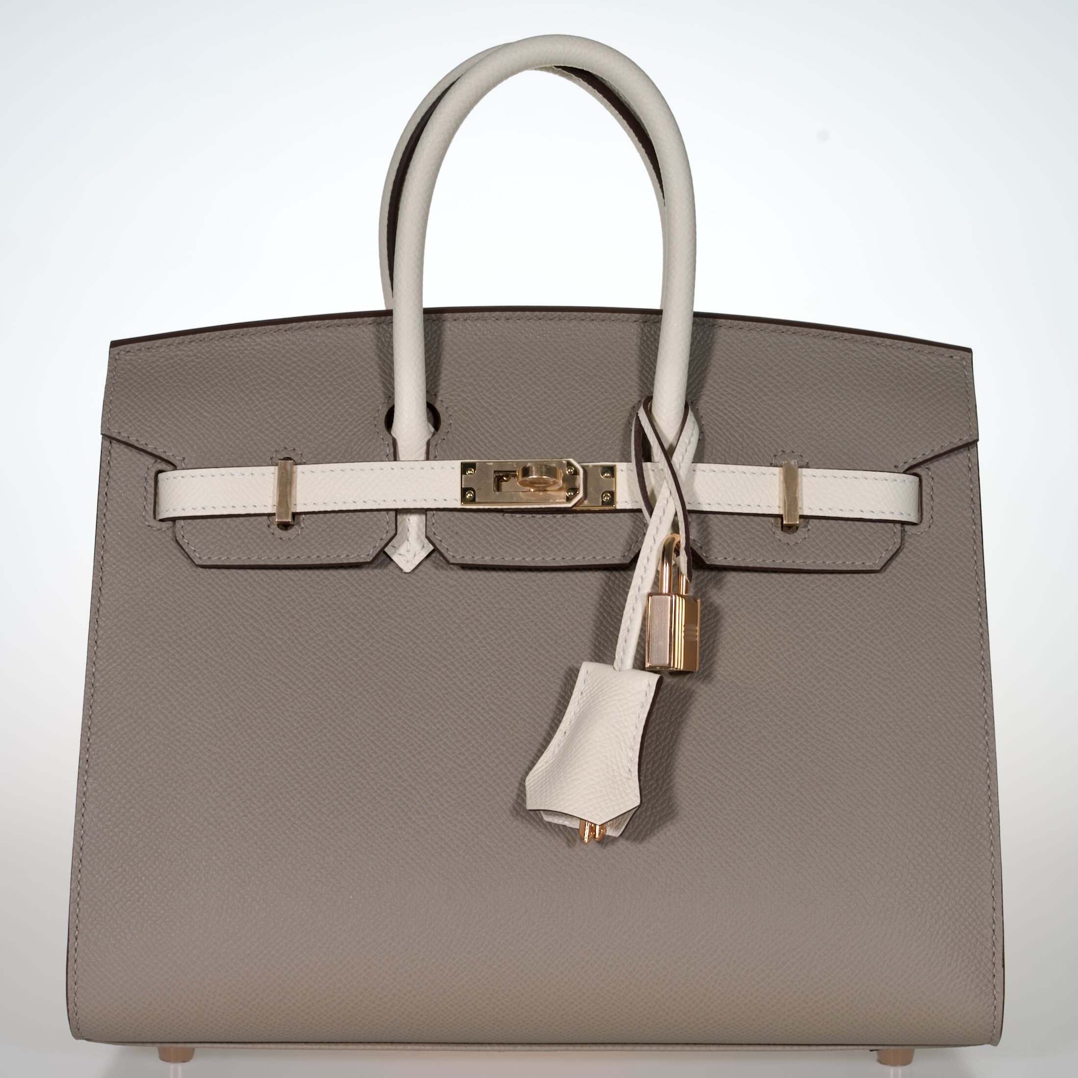 Hermès Birkin 25 Sellier HSS Bi-Color Gris Asphalte and Nata Epsom with Rose Gold Hardware