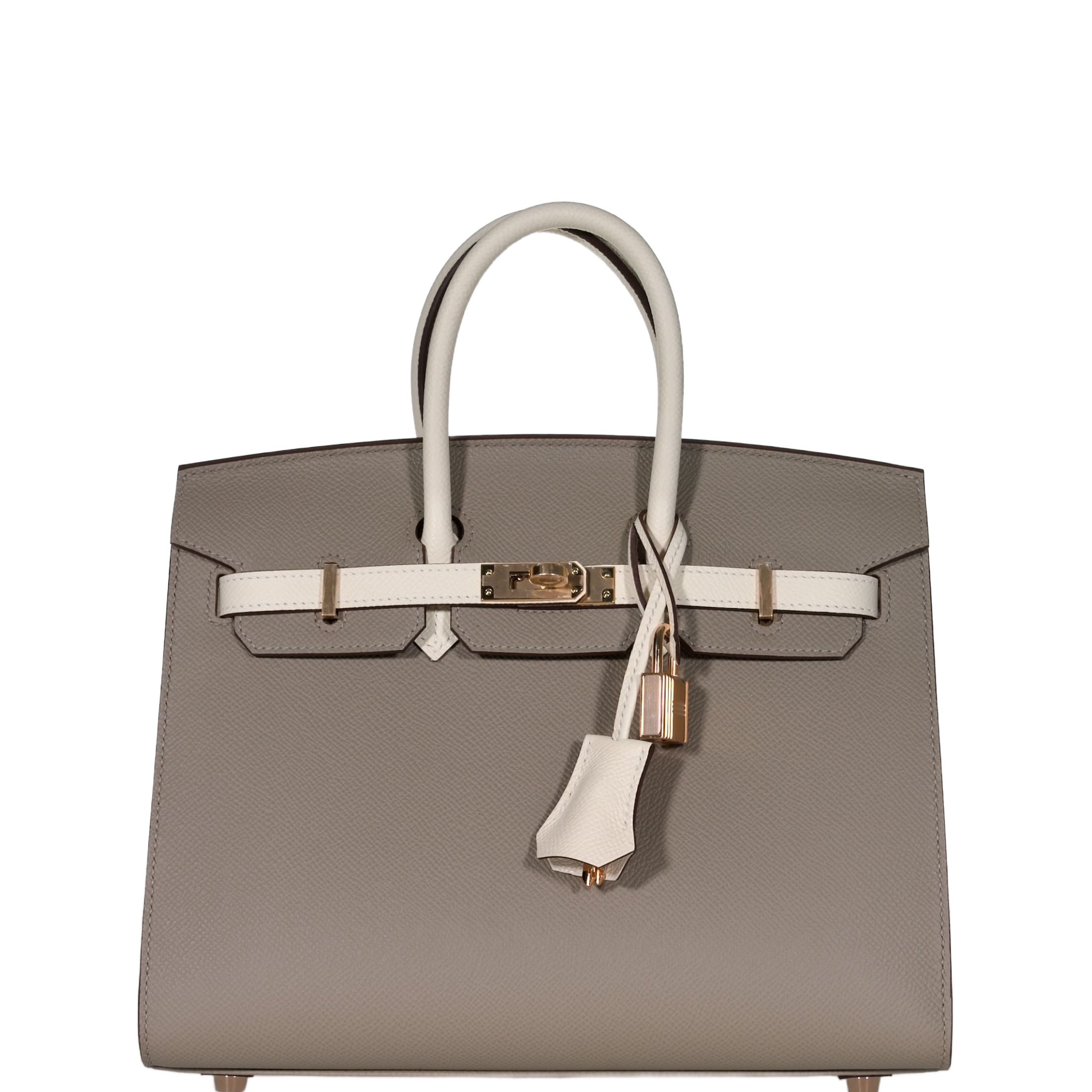 Hermès Birkin 25 Sellier HSS Bi-Color Gris Asphalte and Nata Epsom with Rose Gold Hardware