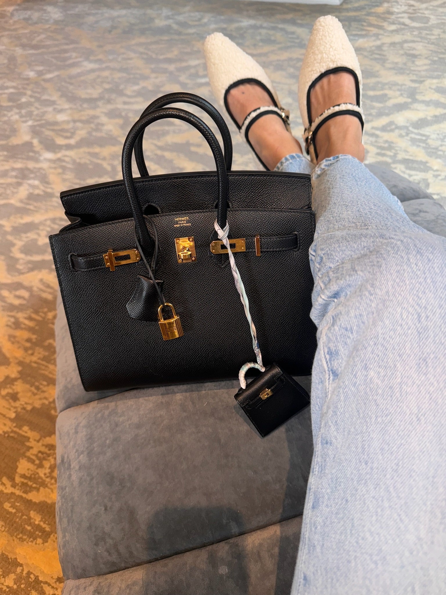 Hermès Birkin 25 Sellier Noir Epsom Gold Hardware