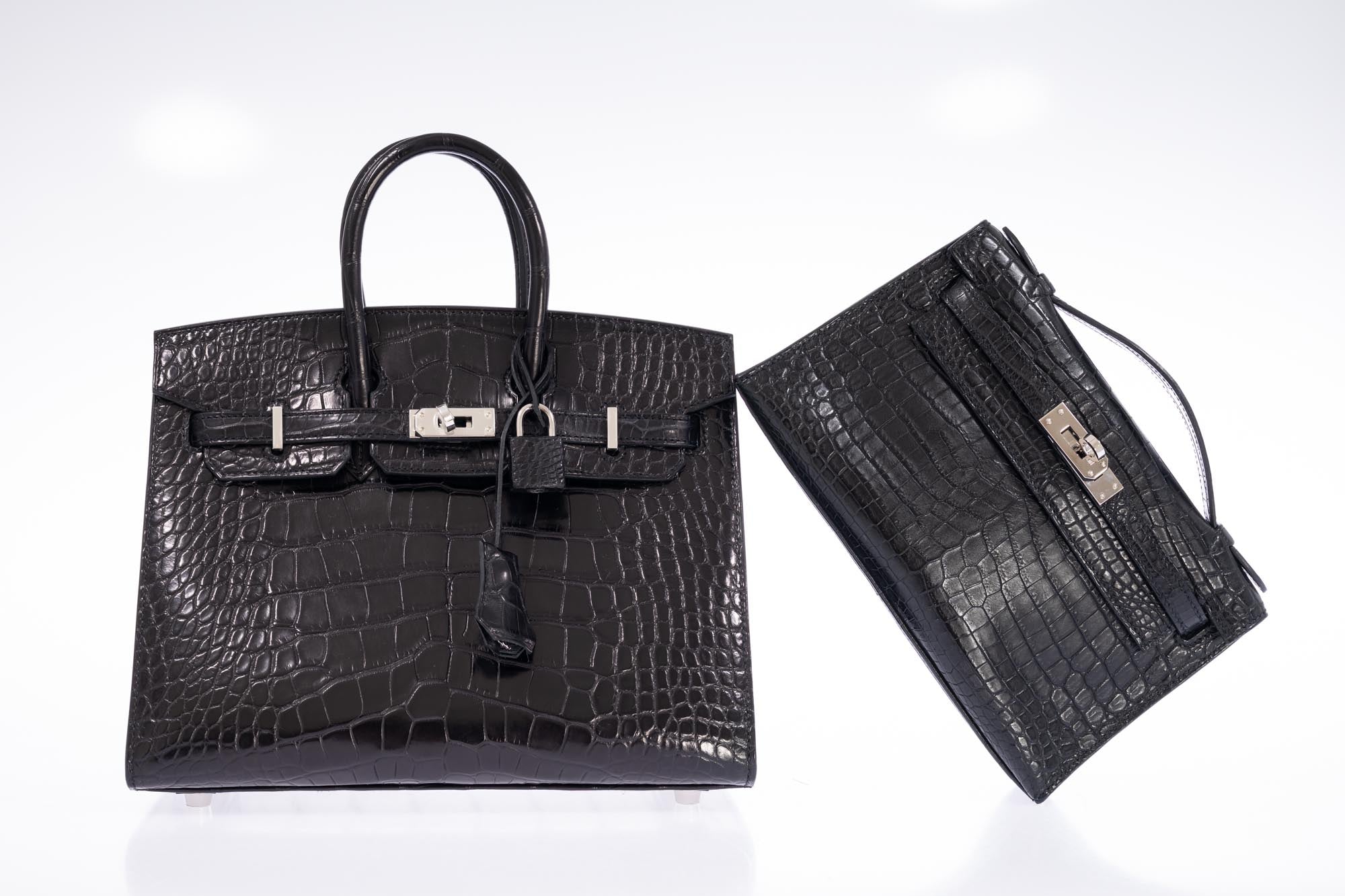 Hermès Birkin 25 Sellier Noir Matte Alligator Palladium Hardware