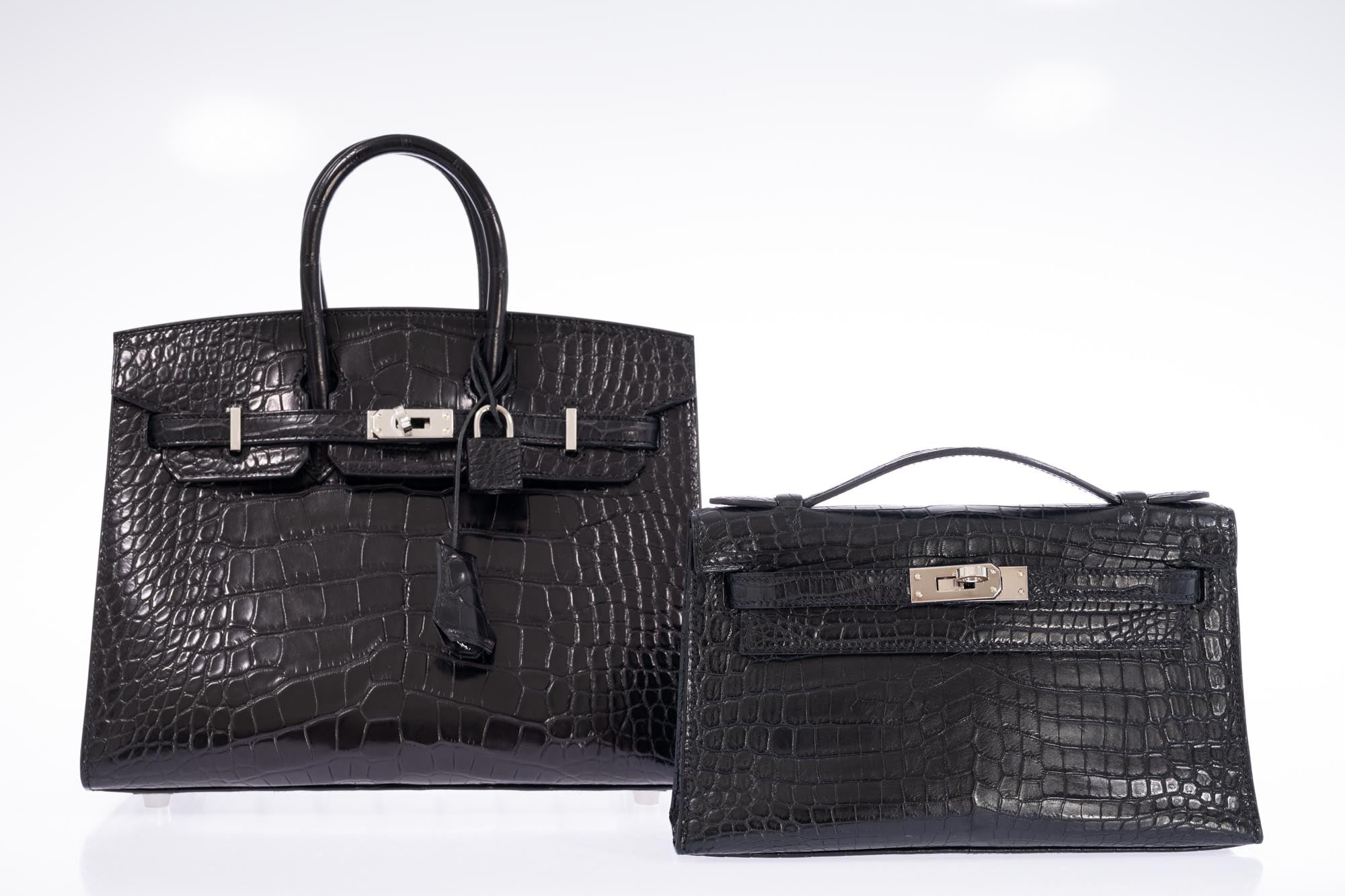 Hermès Birkin 25 Sellier Noir Matte Alligator Palladium Hardware