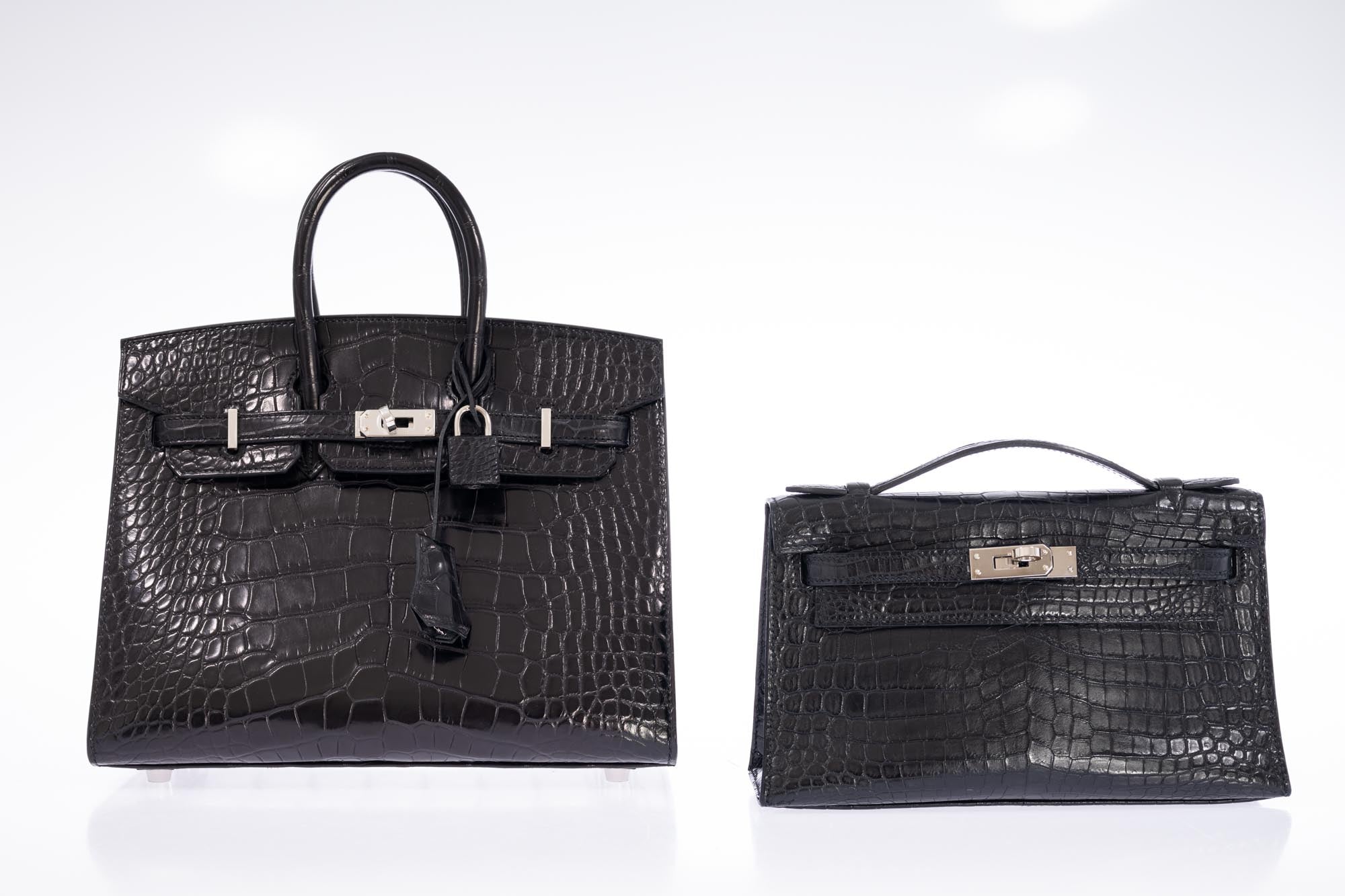 Hermès Birkin 25 Sellier Noir Matte Alligator Palladium Hardware