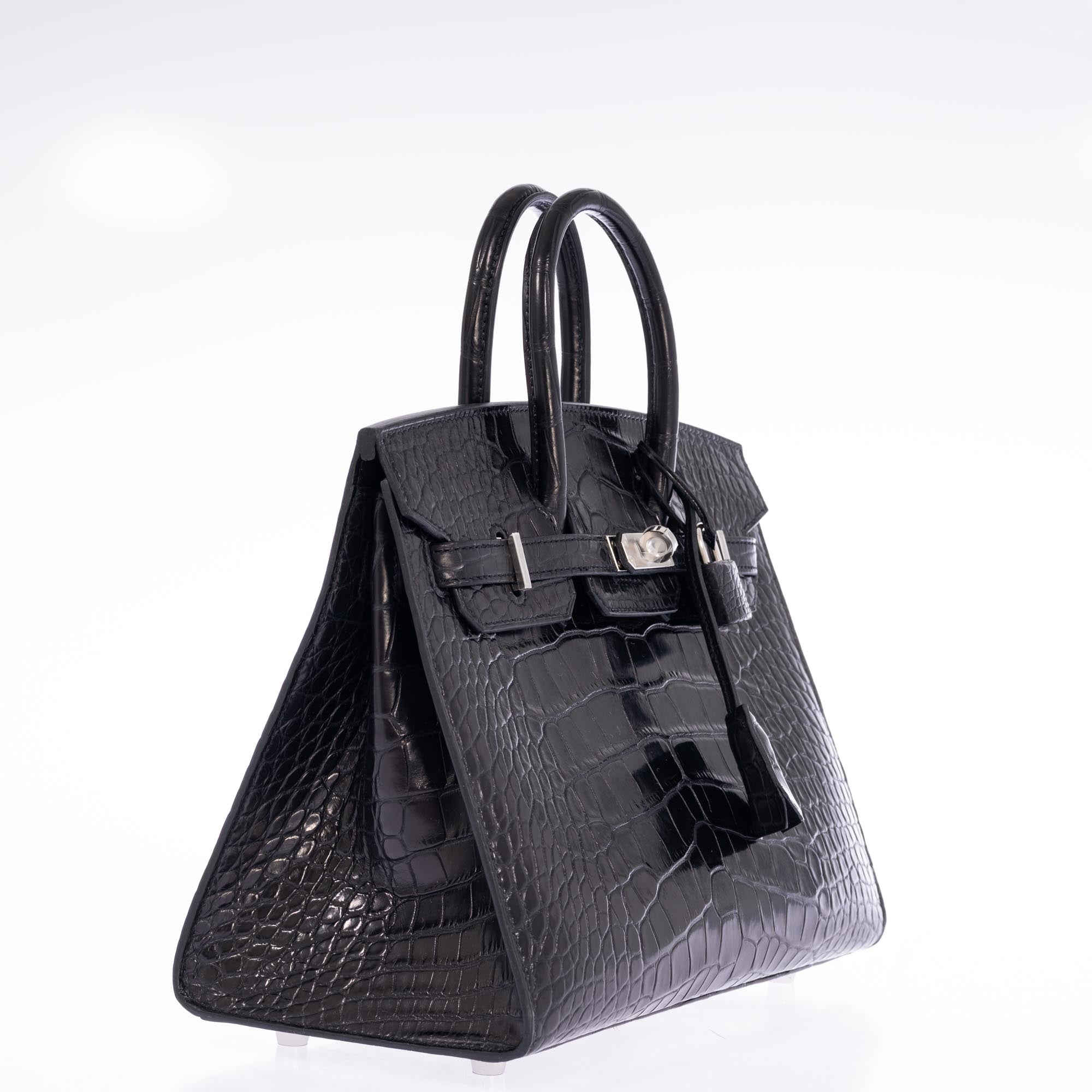Hermès Birkin 25 Sellier Noir Matte Alligator Palladium Hardware