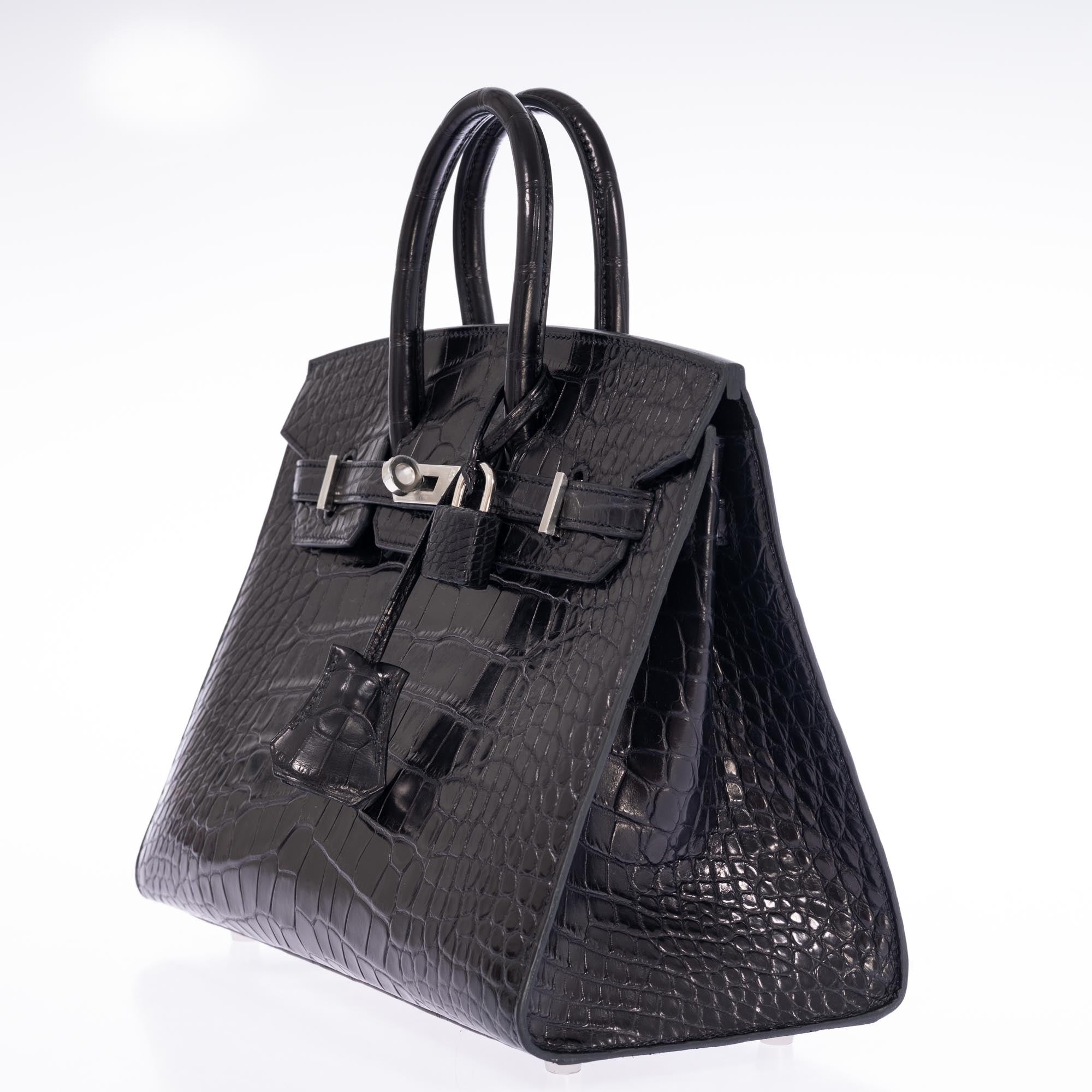 Hermès Birkin 25 Sellier Noir Matte Alligator Palladium Hardware